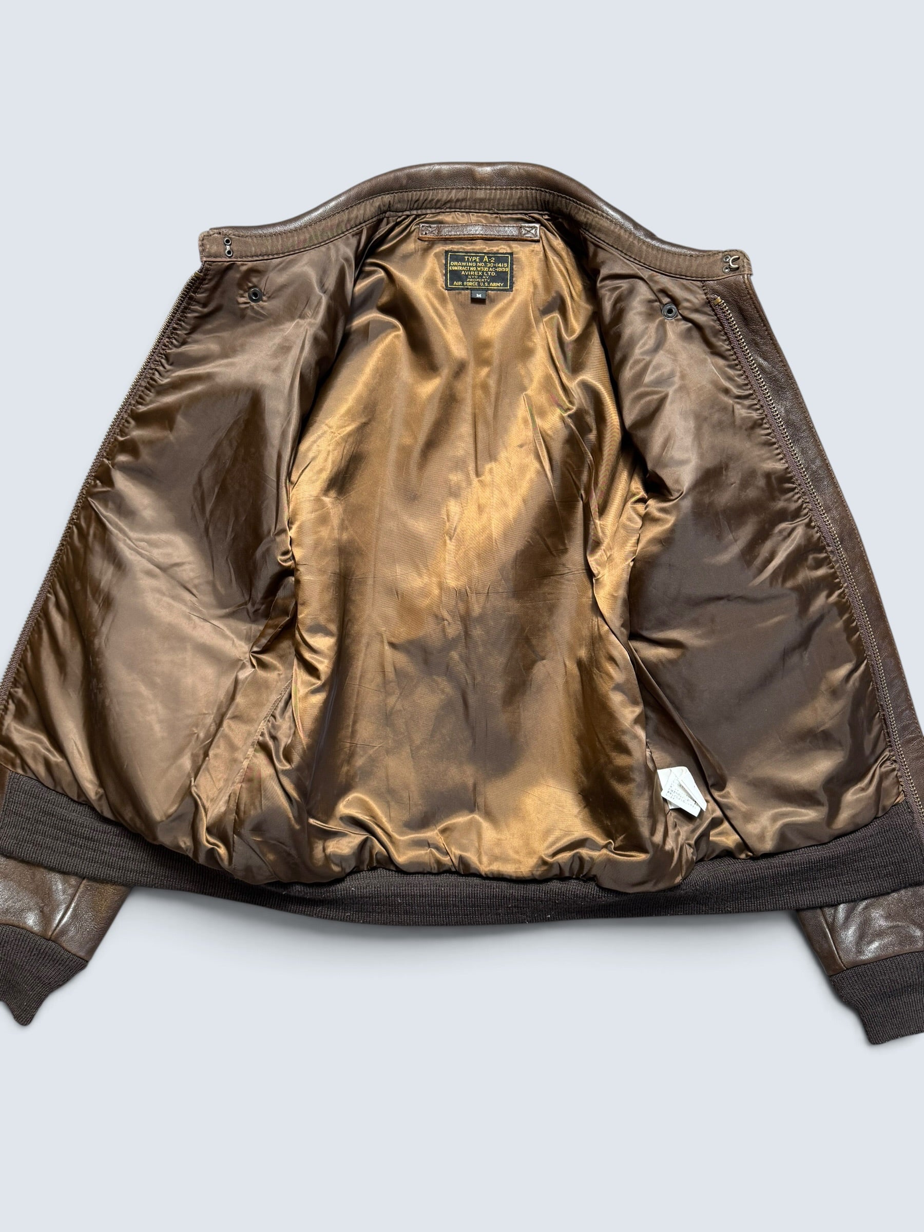 Jacket cuir cowhide flight A-2 Avirex LTD usaf nose art patch brown - S/M