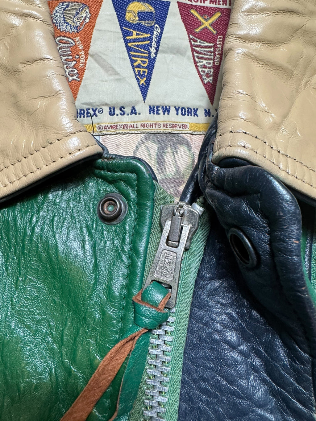 Jacket varsity baseball sport Avirex ltd hawk team made in usa green vintage 90’s - L/XL
