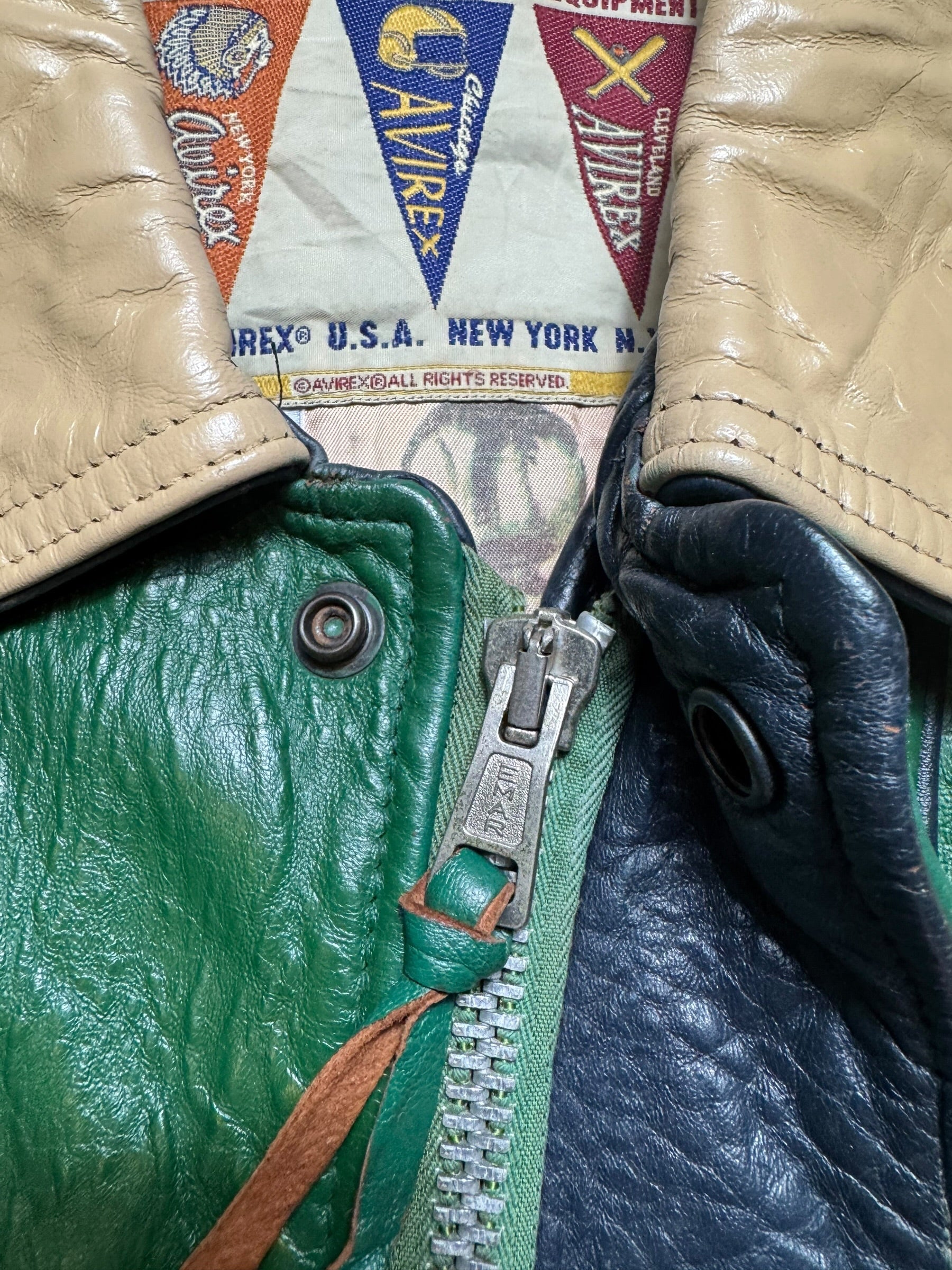 Jacket varsity baseball sport Avirex ltd hawk team made in usa green vintage 90’s - L/XL