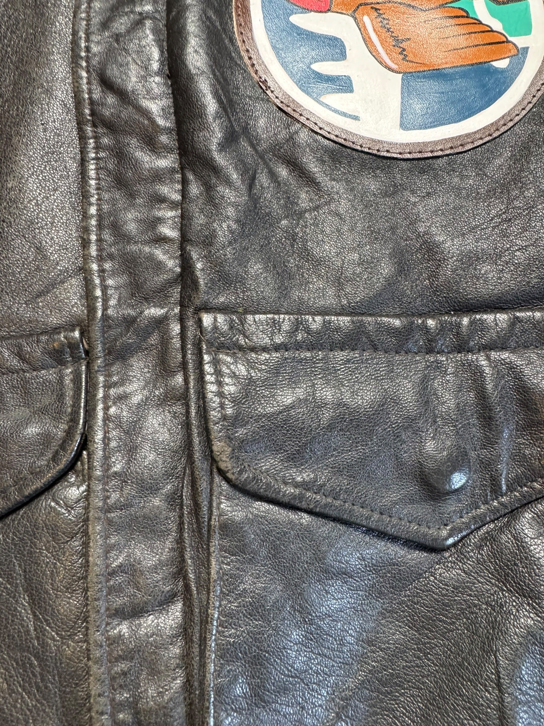 Jacket cuir flight A-2 Schott usa usaf Shoo Shoo Baby nose art patch black 80’s - 42 (M/L)