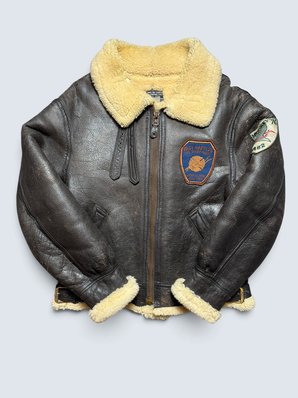 Jacket cuir flight shearling B-3 Avirex made in USA usaf black vintage 80’s - 38 (M/L)