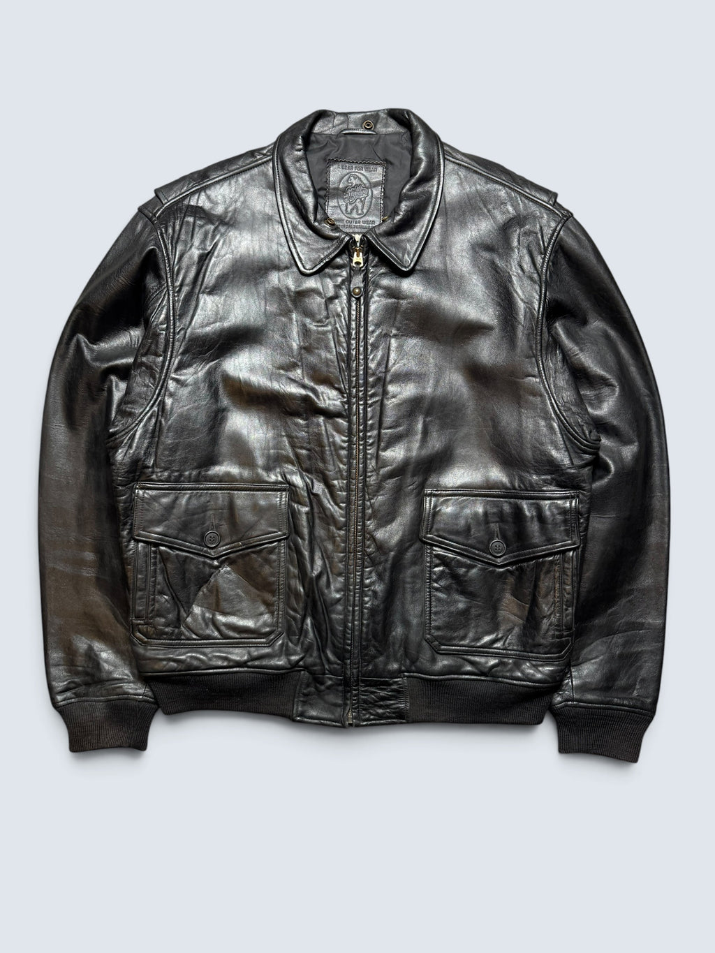 Jacket cuir bomber flight pilot Golden Bear G-1 made in USA black 80’s - 42 (XL)