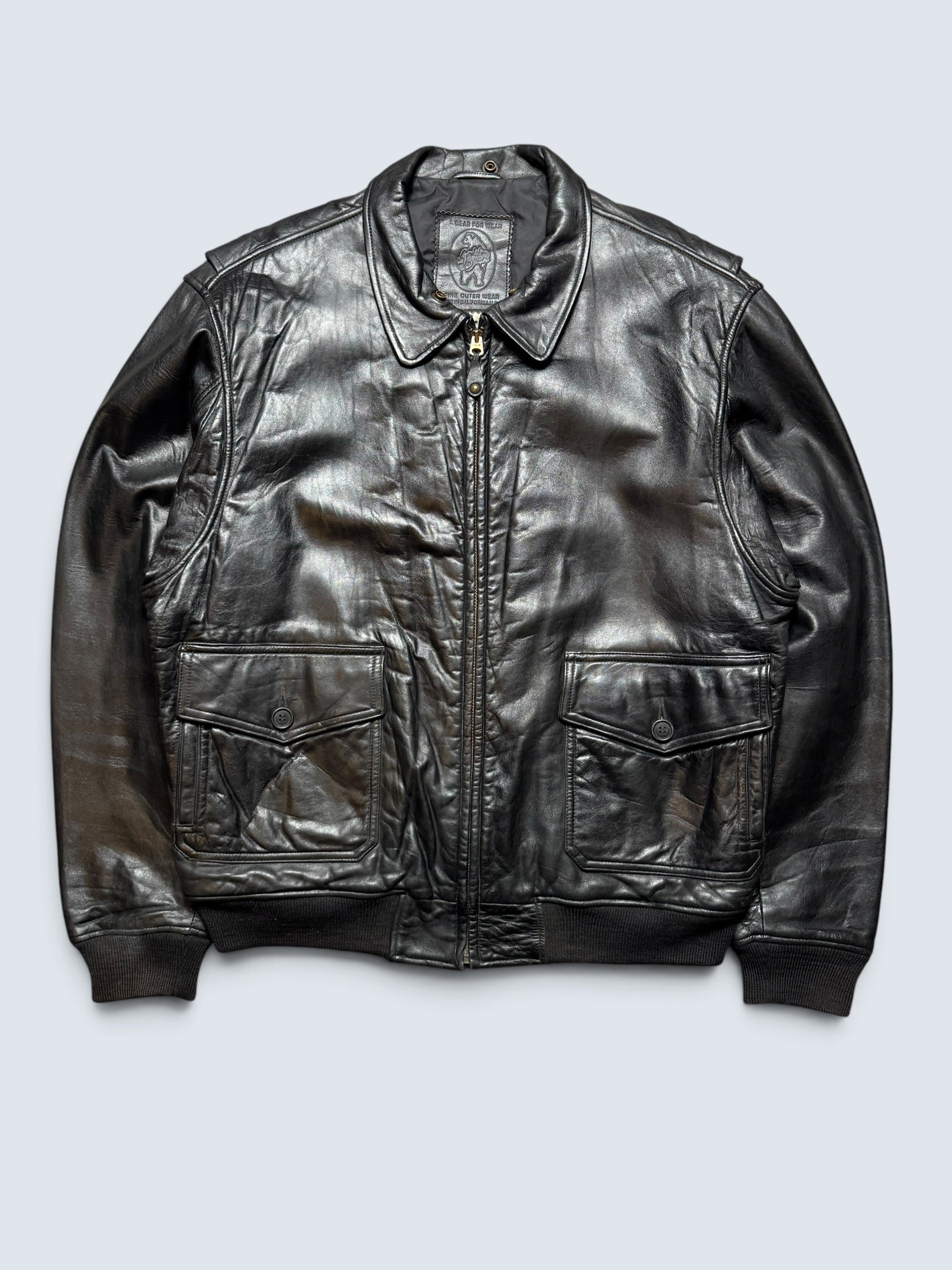 Jacket cuir bomber flight pilot Golden Bear G-1 made in USA black 80’s - 42 (XL)
