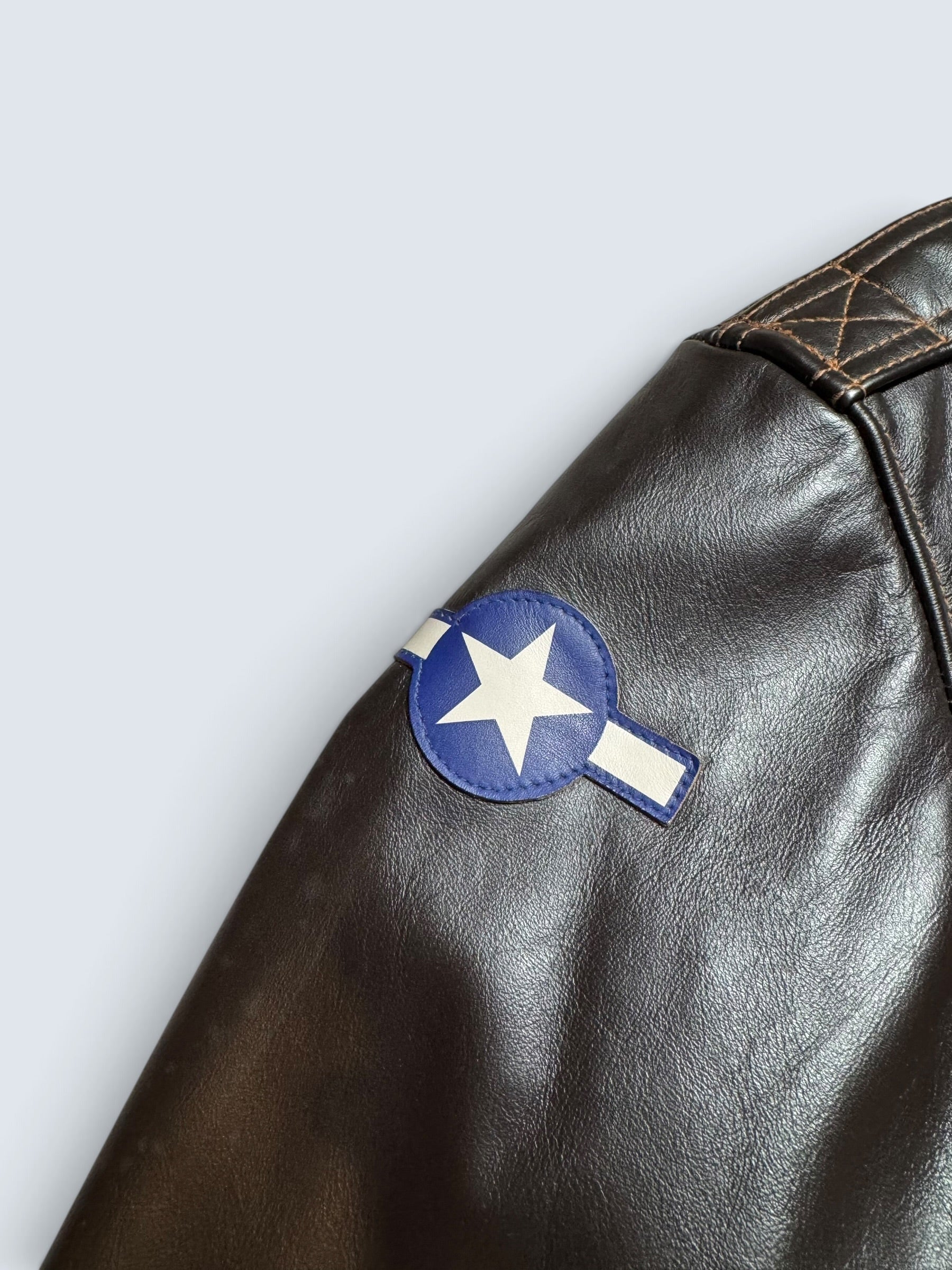 Jacket cuir cowhide flight A-2 Avirex LTD Japan exclusive usaf nose art full patch black - 44 (XL)