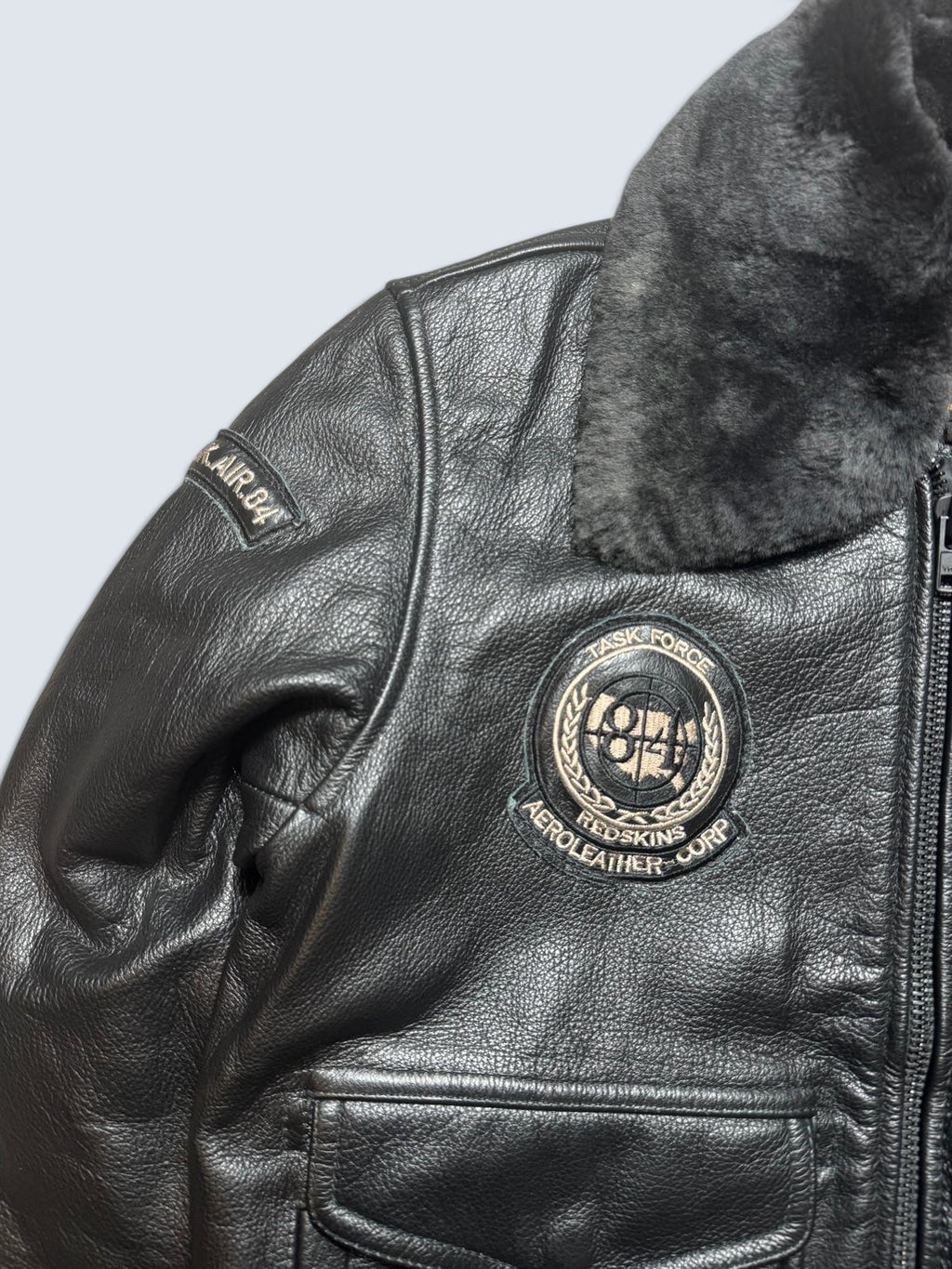 Jacket cuir bomber flight pilot Redskins A-2 full patch black vintage 00’s - M