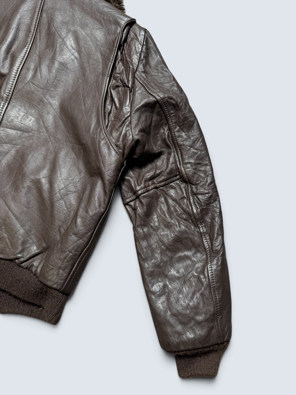 Jacket cuir cowhide flight bomber Gino Leathers made in USA black 70’s - 42 (M)