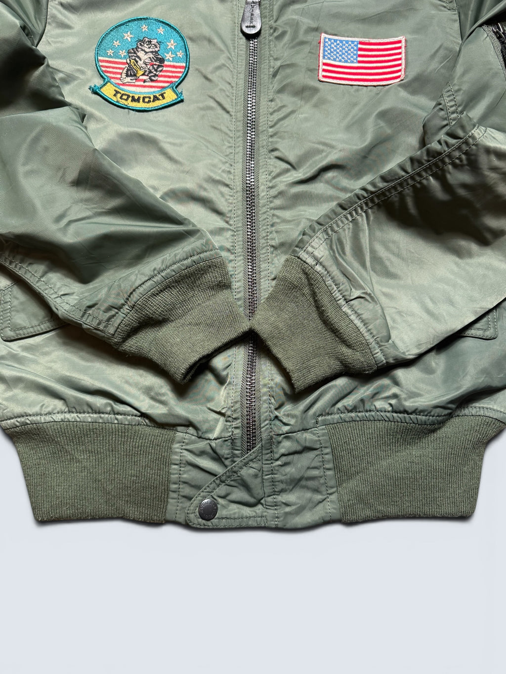 Jacket bomber flight L-2b Avirex ltd top gun usaf full patch kaki vintage 90’s - S/M