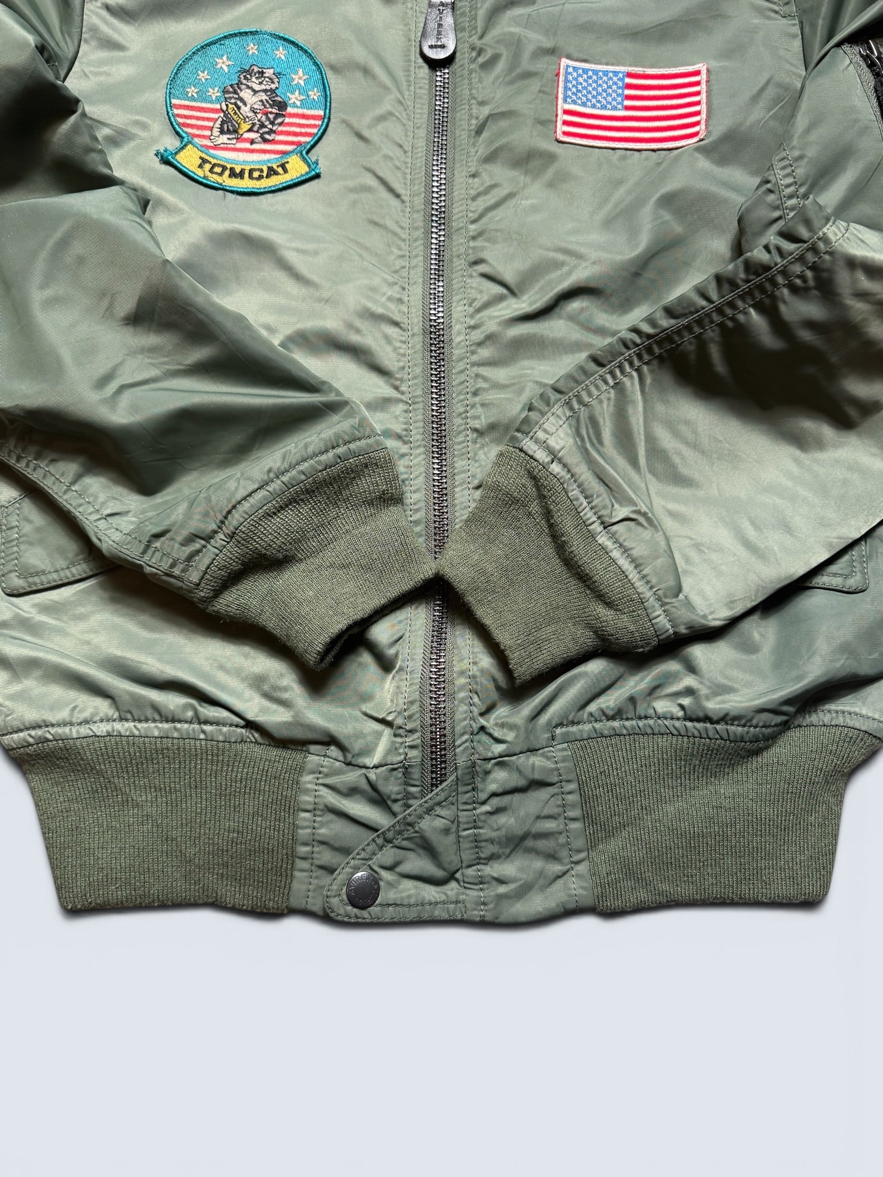 Jacket bomber flight L-2b Avirex ltd top gun usaf full patch kaki vintage 90’s - S/M
