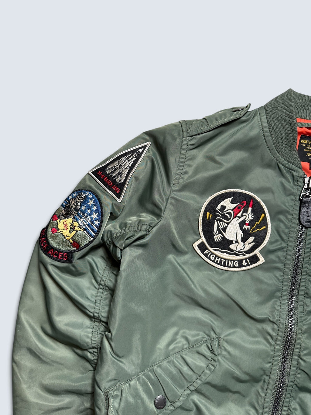 Jacket bomber flight L-2b Avirex ltd top gun usaf full patch kaki vintage 00’s - M