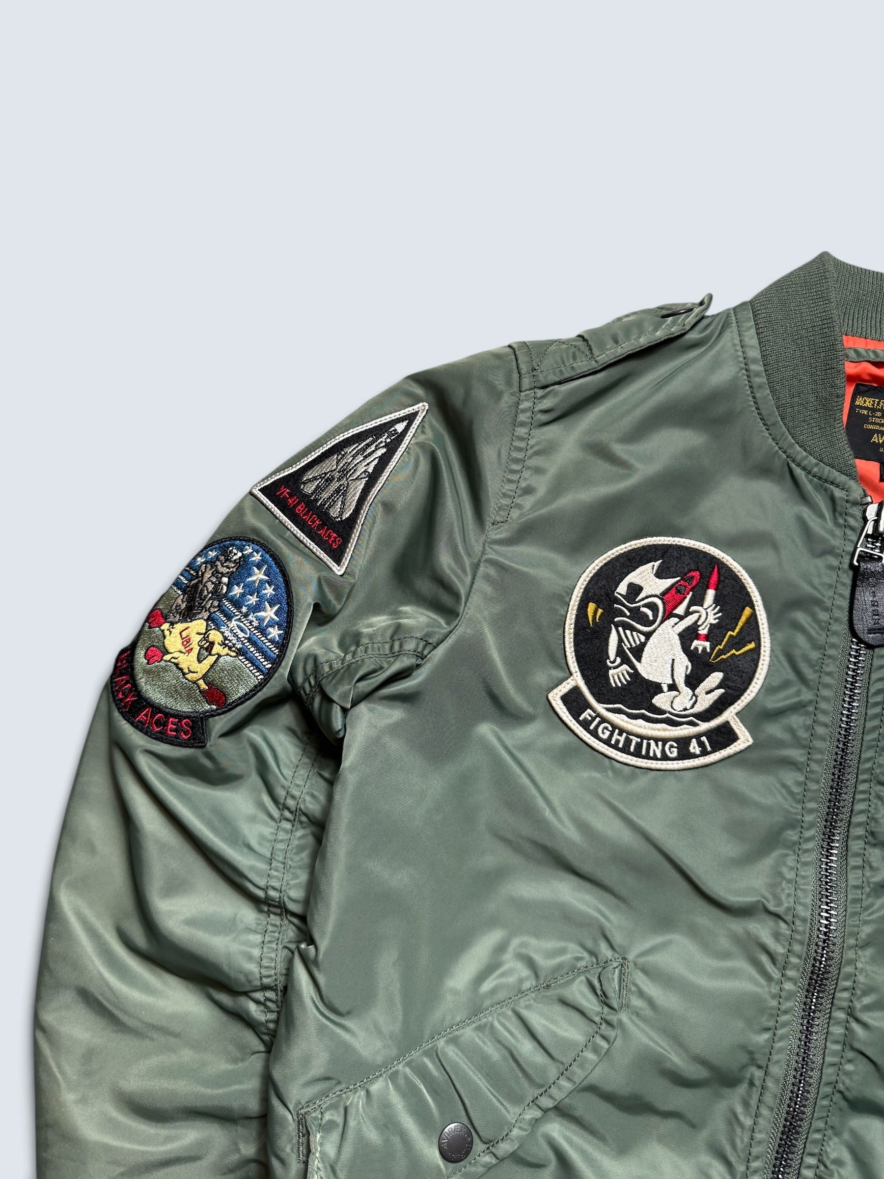Jacket bomber flight L-2b Avirex ltd top gun usaf full patch kaki vintage 00’s - M