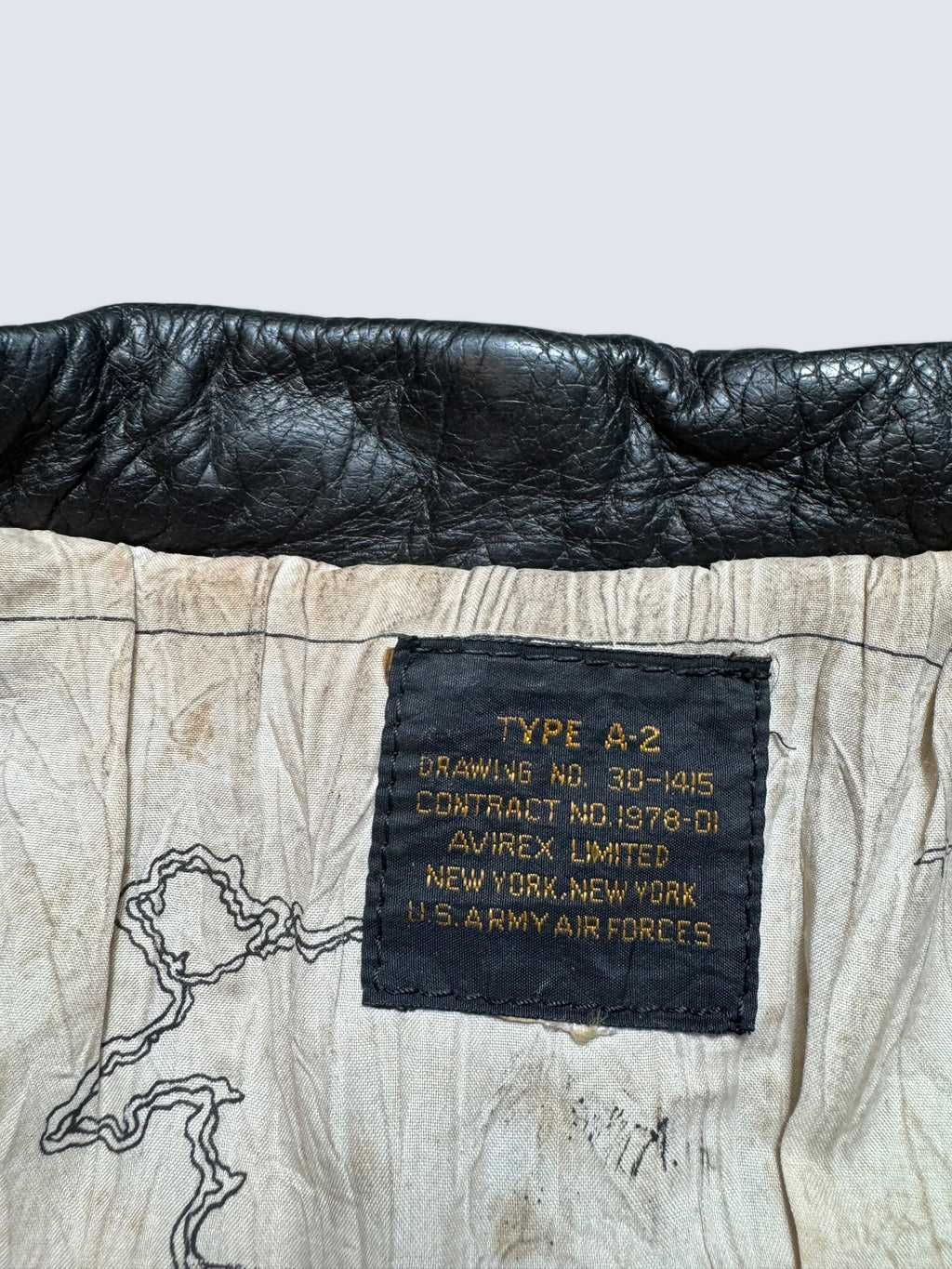 Jacket cuir cowhide flight A-2 Avirex usaf flying tigers nose art patch black 90’s - S/M