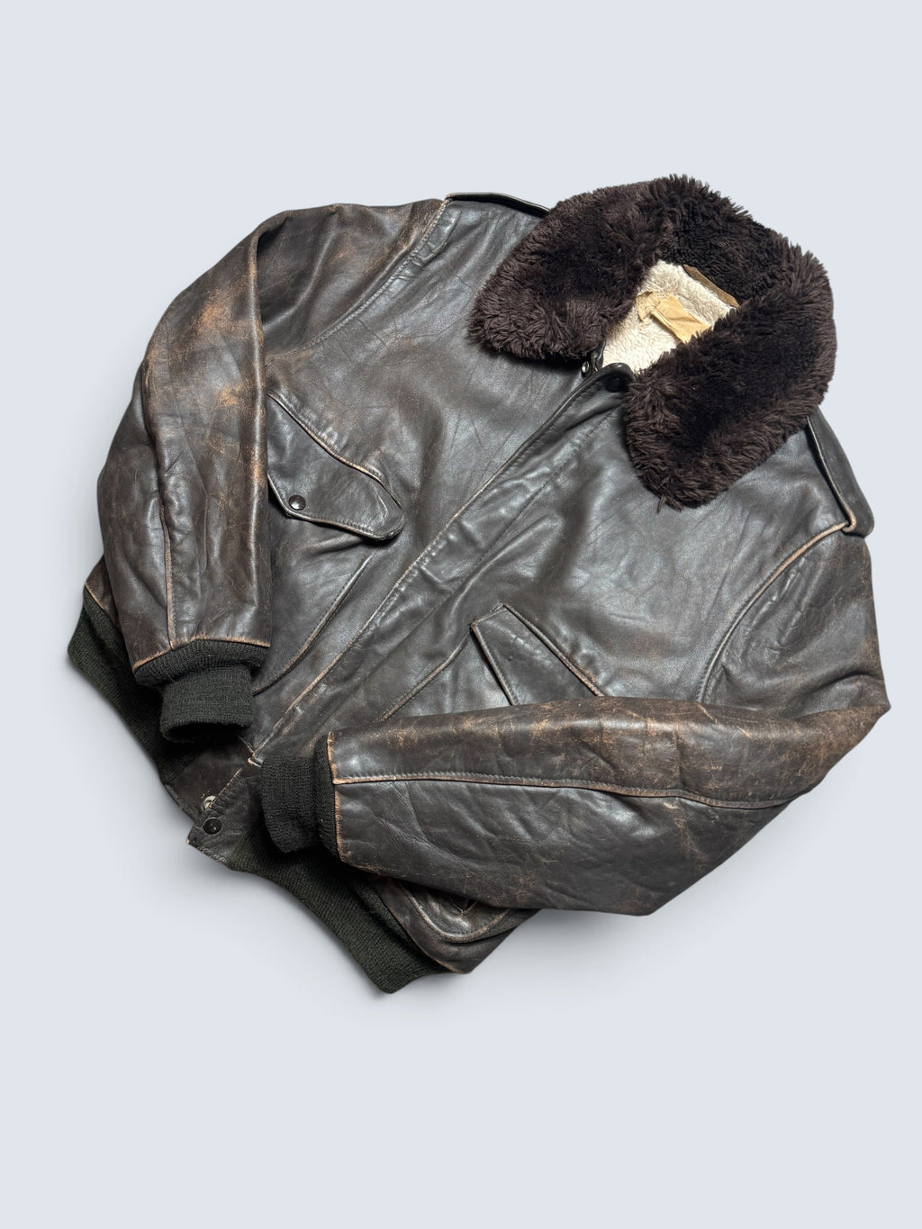 Jacket cuir cowhide flight bomber Schott NYC 674MS made in USA brown early 70’s - 42 (M)