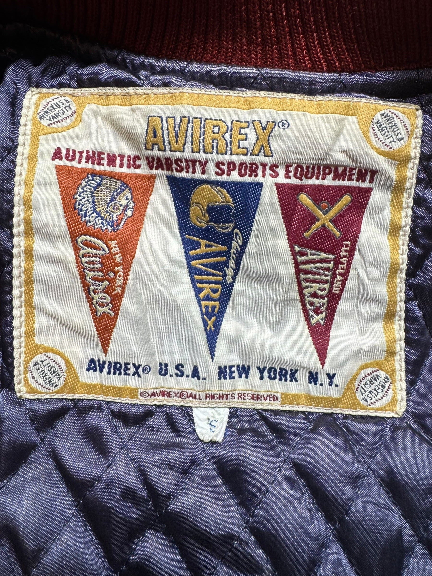 Jacket leather varsity baseball sport Avirex ltd usa wash dc red vintage 90’s - S
