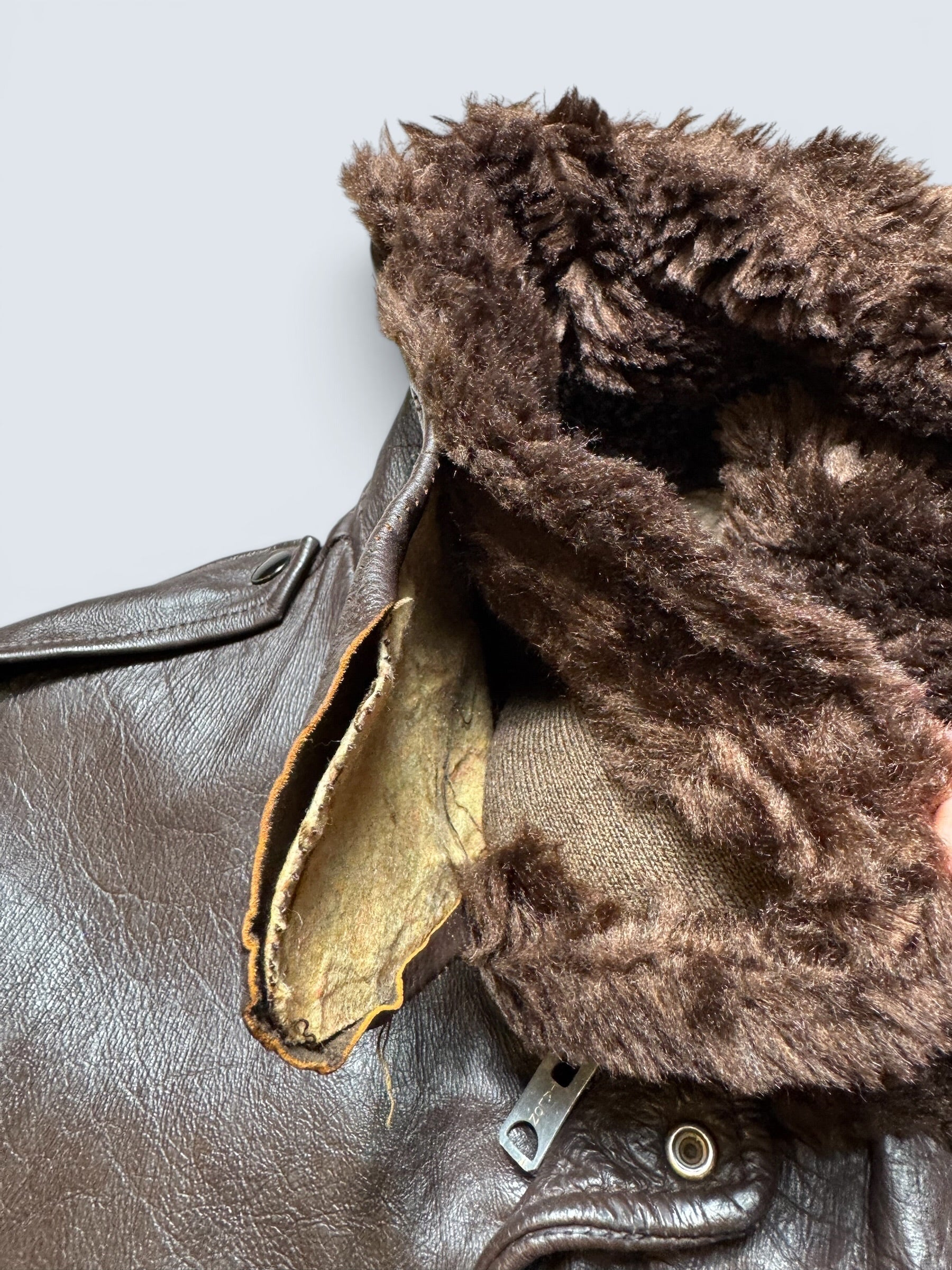 Jacket cuir cowhide flight bomber The Leather Shop Sears made in USA brown 70’s - 40 (M)