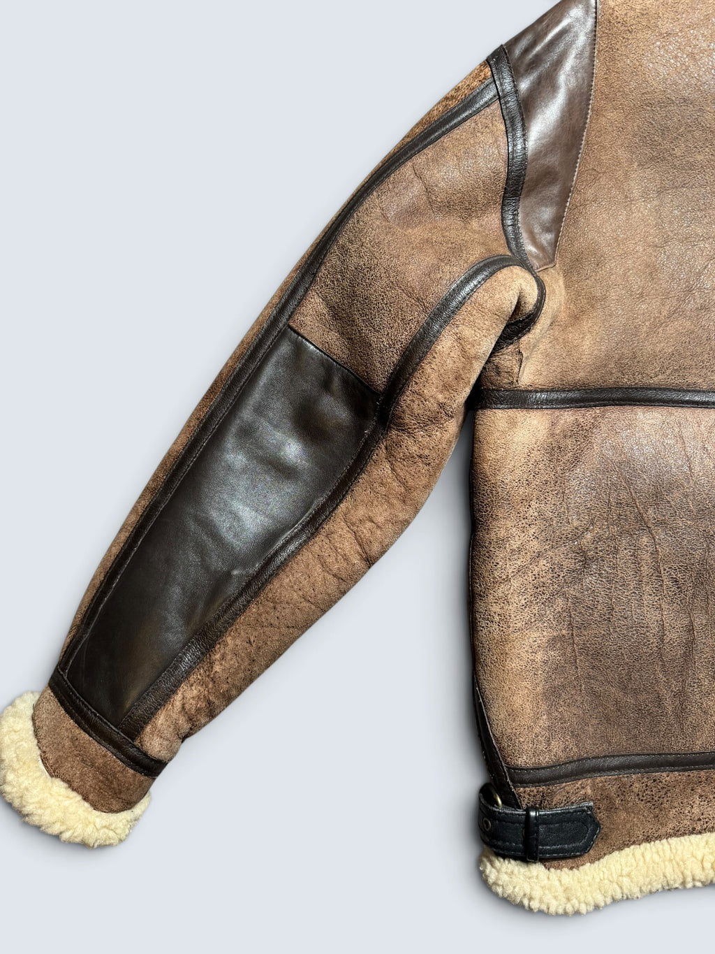Jacket cuir flight shearling B-3 Dog Fight usaf 430th patch brown vintage 90’s - L/XL