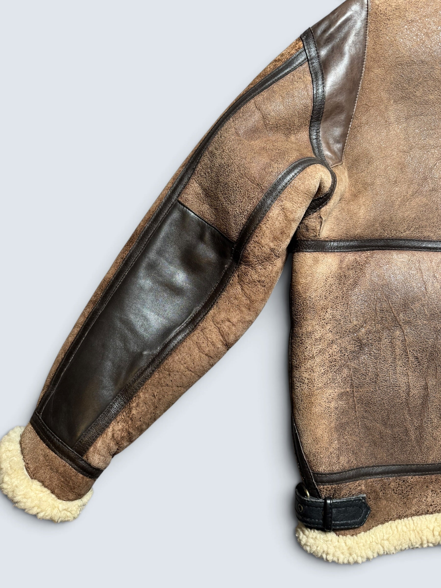 Jacket cuir flight shearling B-3 Dog Fight usaf 430th patch brown vintage 90’s - L/XL