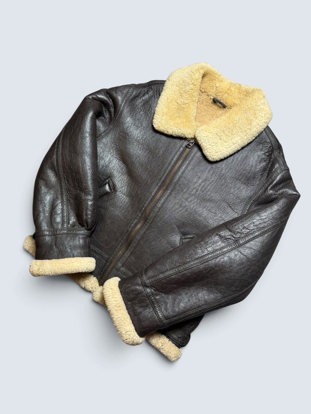Jacket cuir bomber flight shearling aviator B-3 made in Australia usaf black vintage 90’s - L