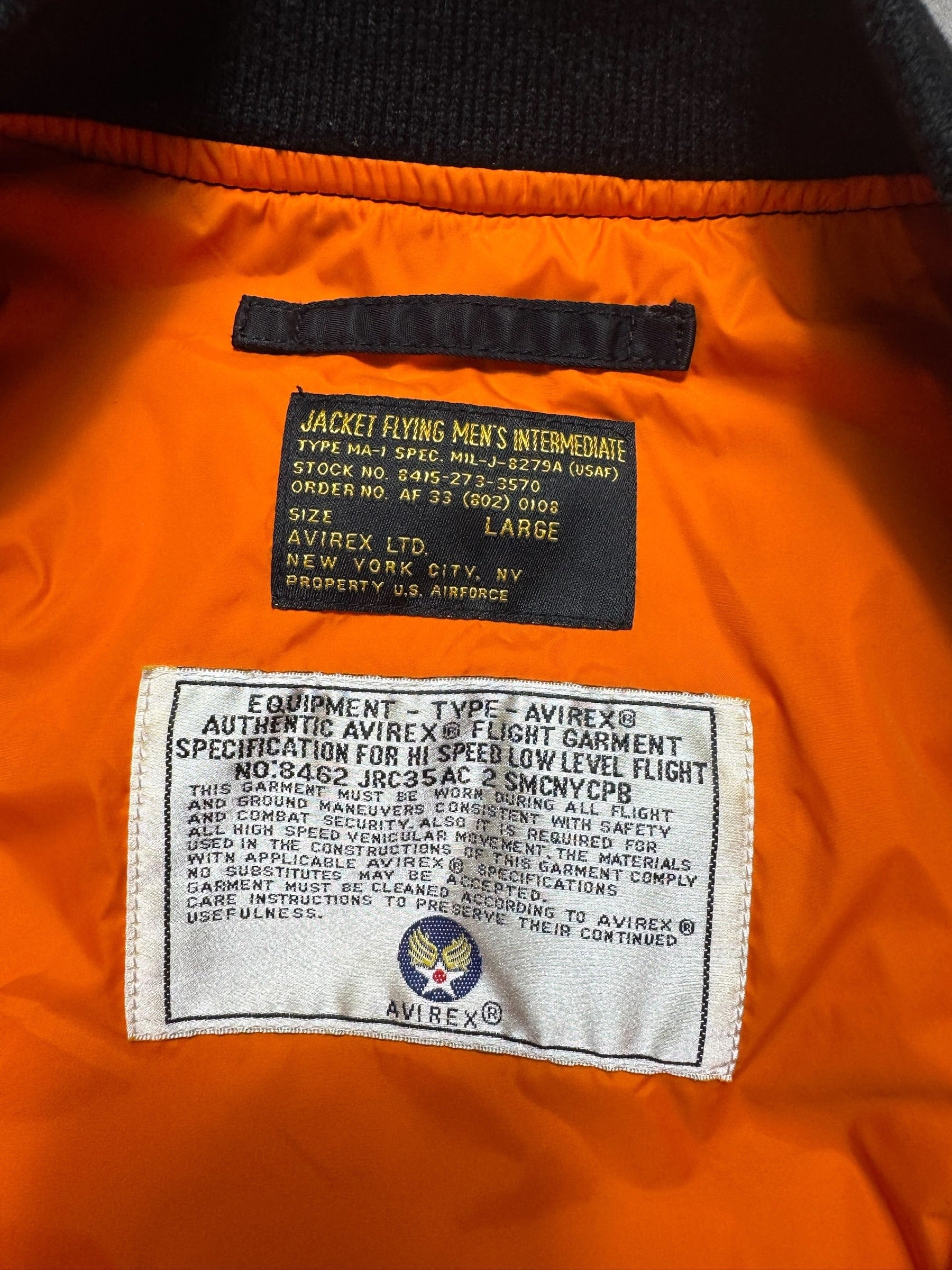 Jacket fly usaf intermediate ma-1 technical zip Hangar 75 Avirex ltd black vintage 00's - M/L