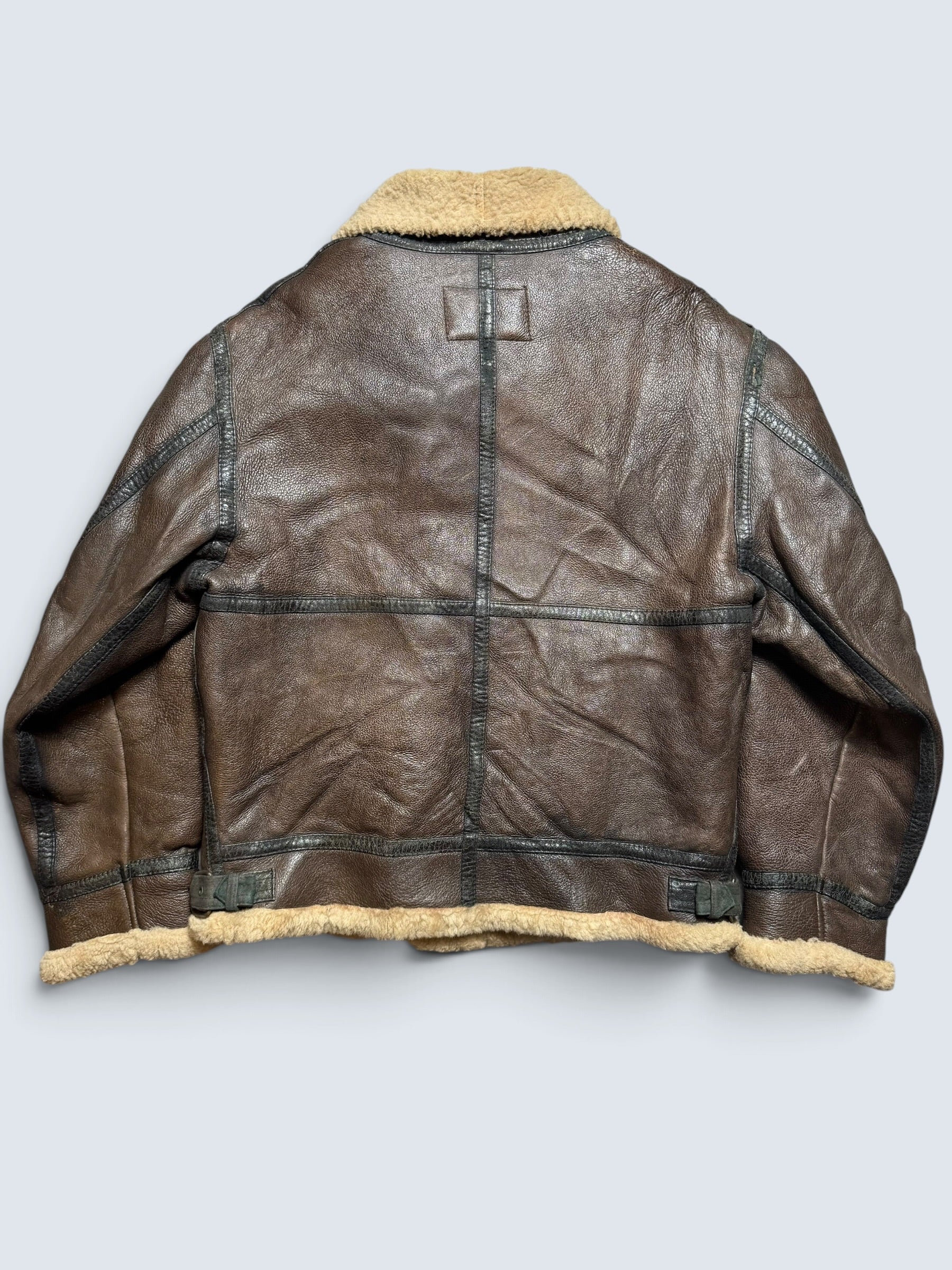Jacket cuir bomber flight shearling aviator B-3 usaf brown vintage 80’s - L