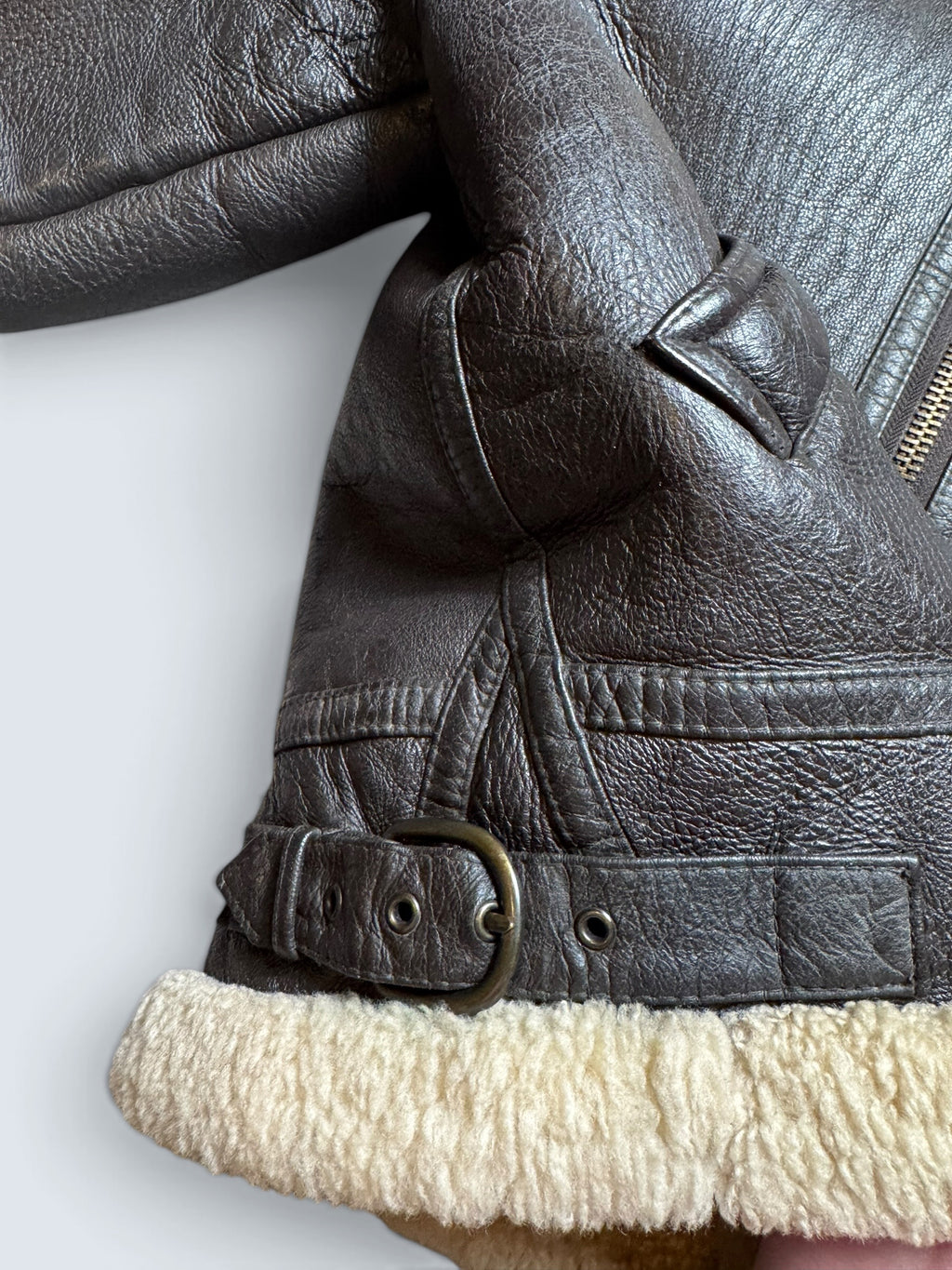 Jacket cuir bomber flight shearling aviator B-3 made in Australia usaf black vintage 90’s - L