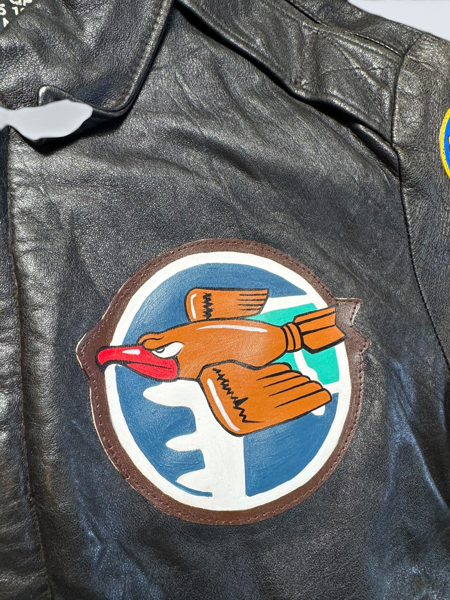 Jacket cuir flight A-2 Schott usa usaf Shoo Shoo Baby nose art patch black 80’s - 42 (M/L)