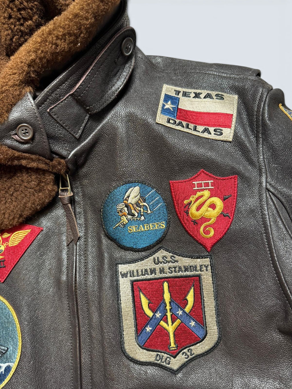 Jacket/veste cuir cowhide flight G-1 Avirex LTD Japan exclusive Top Gun usn full patch black - 44 (XL)