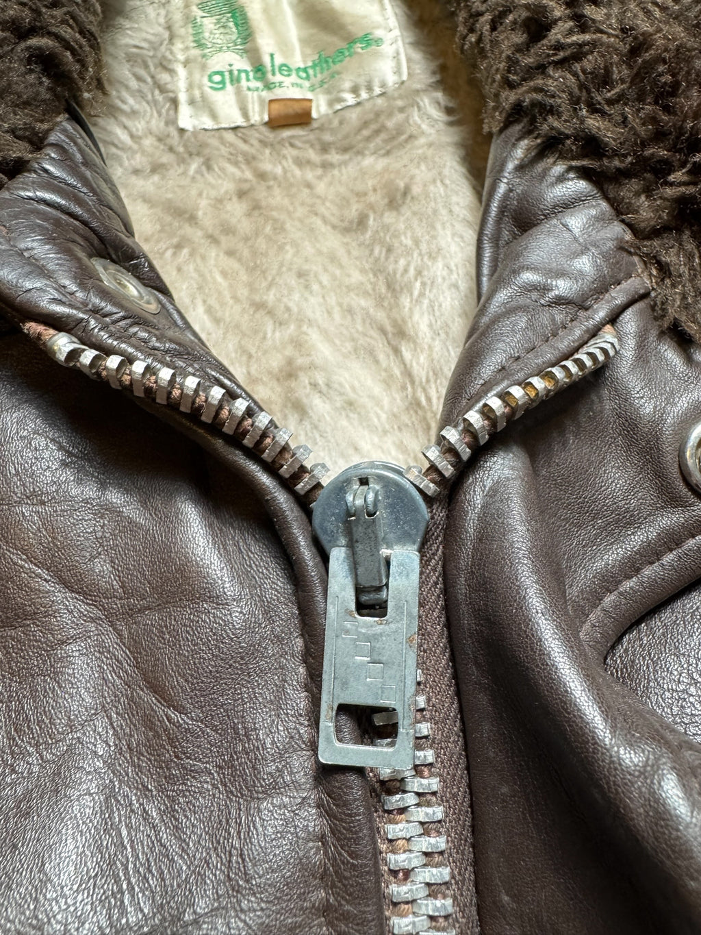 Jacket cuir cowhide flight bomber Gino Leathers made in USA black 70’s - 42 (M)