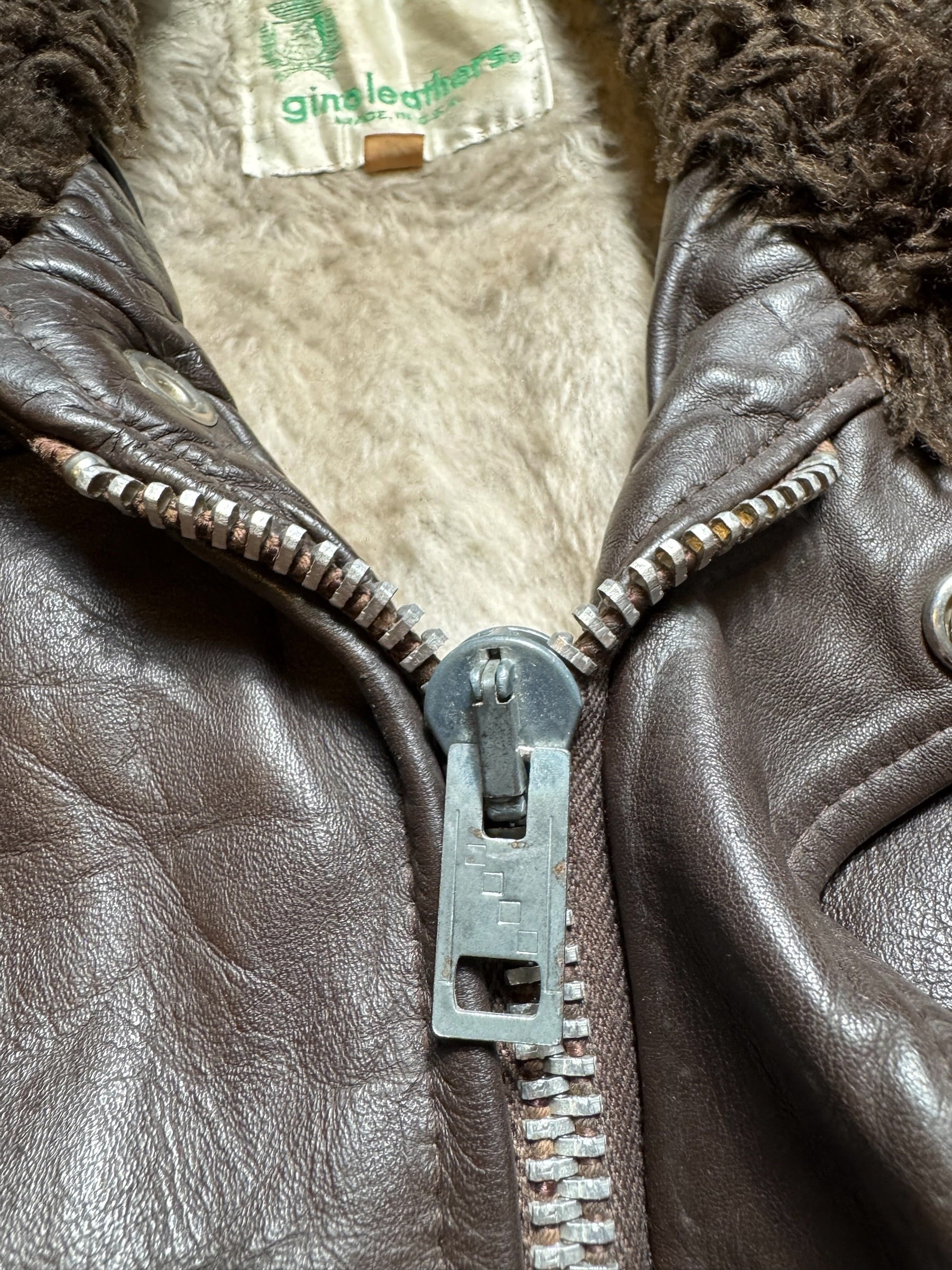 Jacket cuir cowhide flight bomber Gino Leathers made in USA black 70’s - 42 (M)