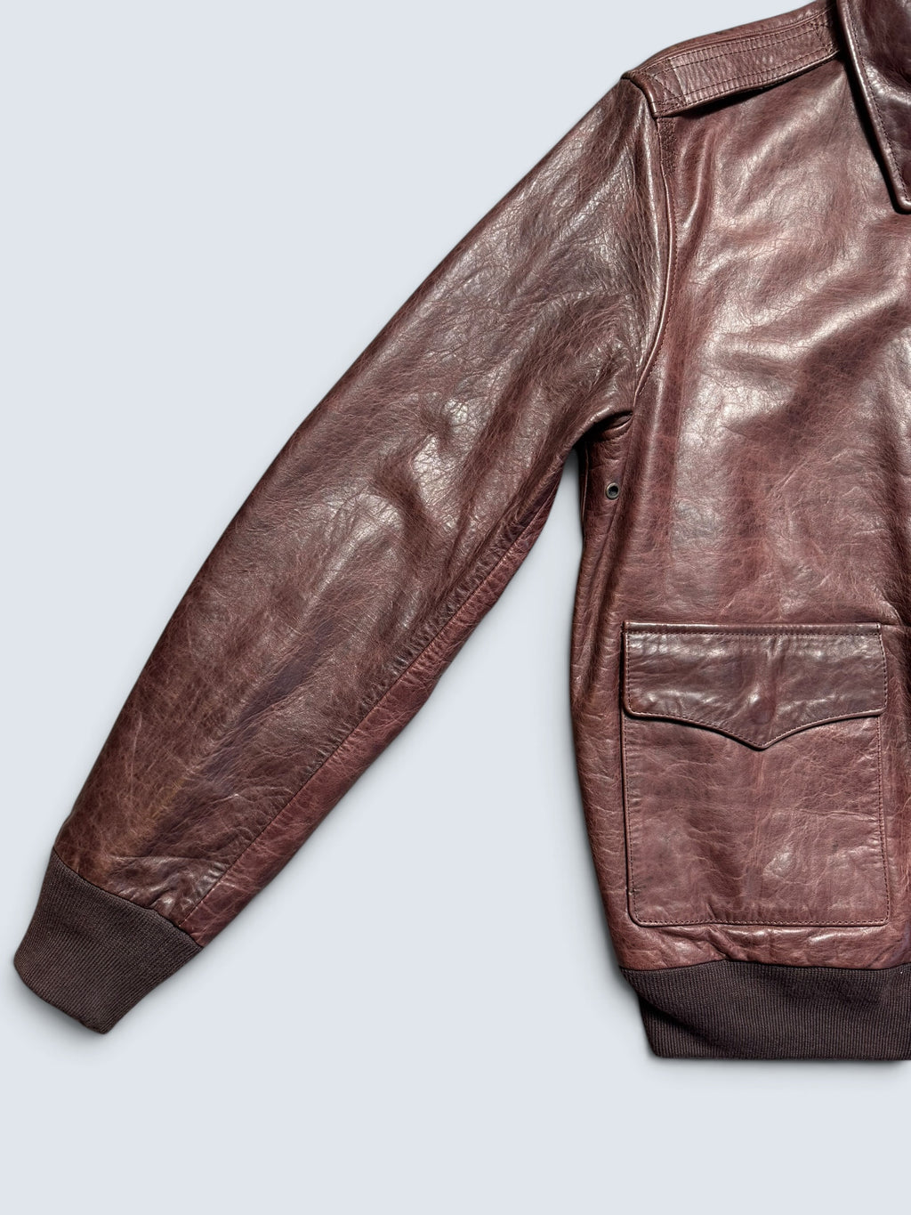 Jacket cuir horsehide flight A-2 Curphey Leather Hell's Angels patch & nose art usaf brown - 42 (L)