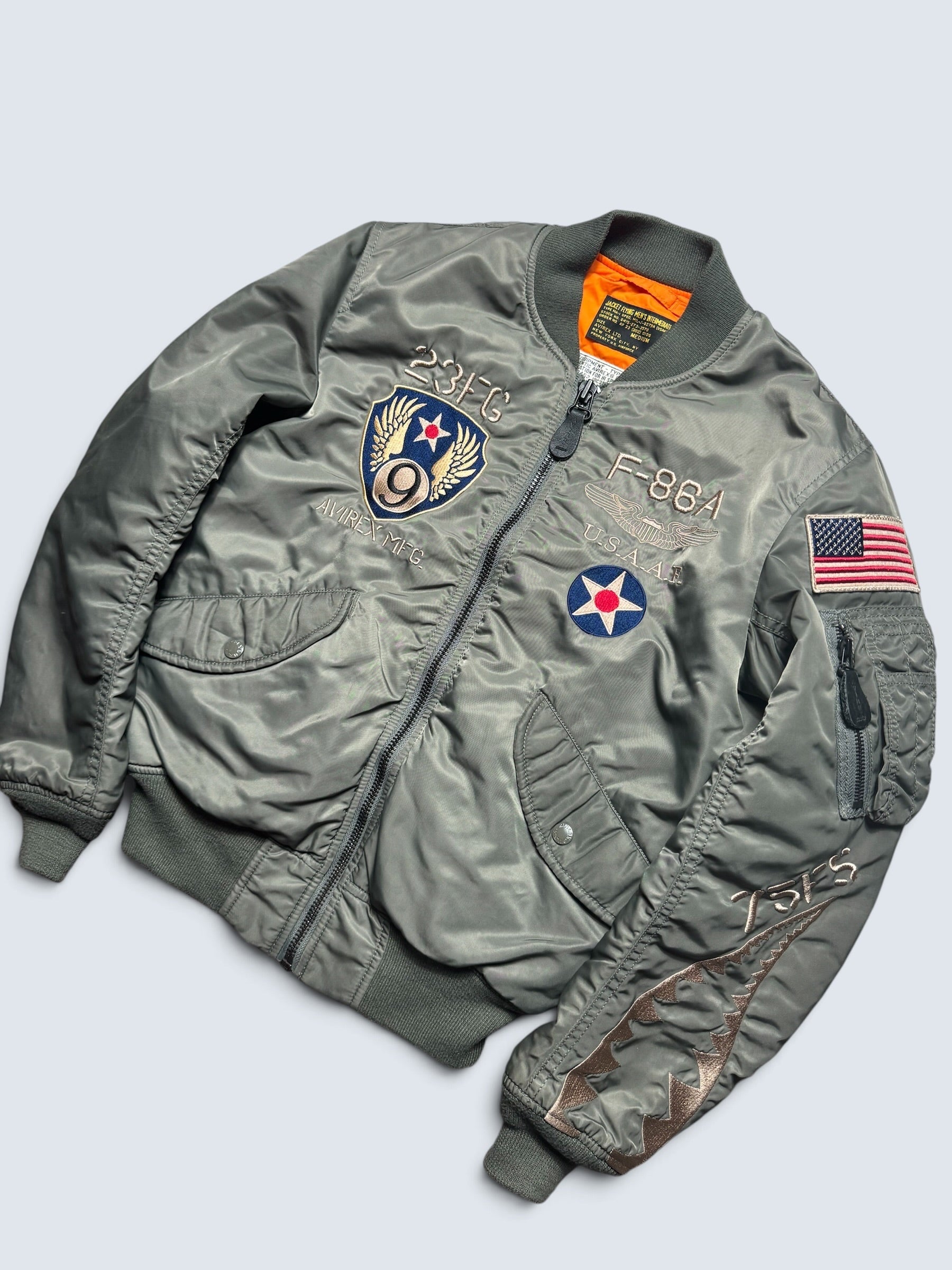 Jacket nylon bomber flight Ma-1 Avirex LTD Japan exclusive F-86 Flying Sharks 00's - S