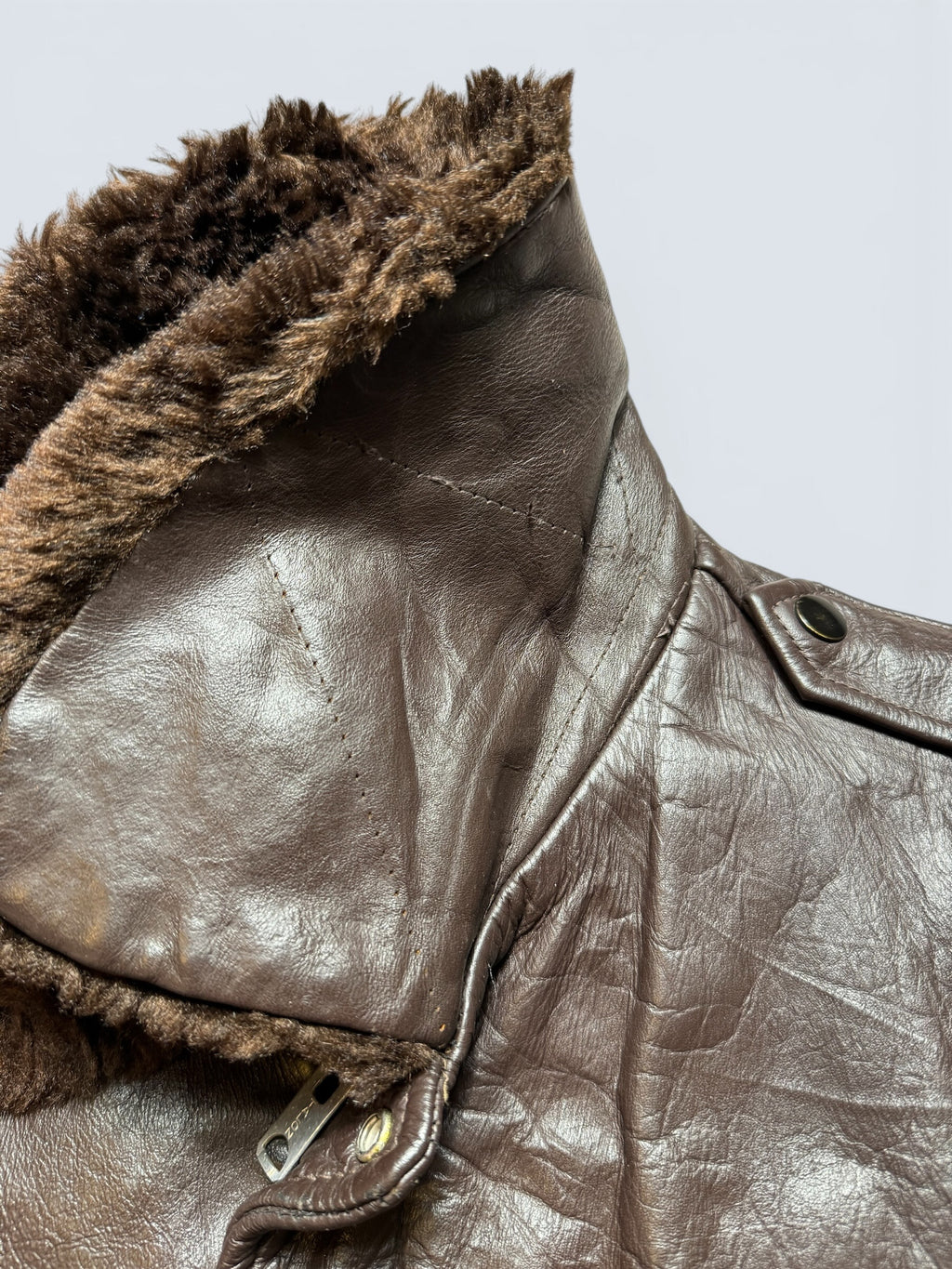 Jacket cuir cowhide flight bomber The Leather Shop Sears made in USA brown 70’s - 40 (M)