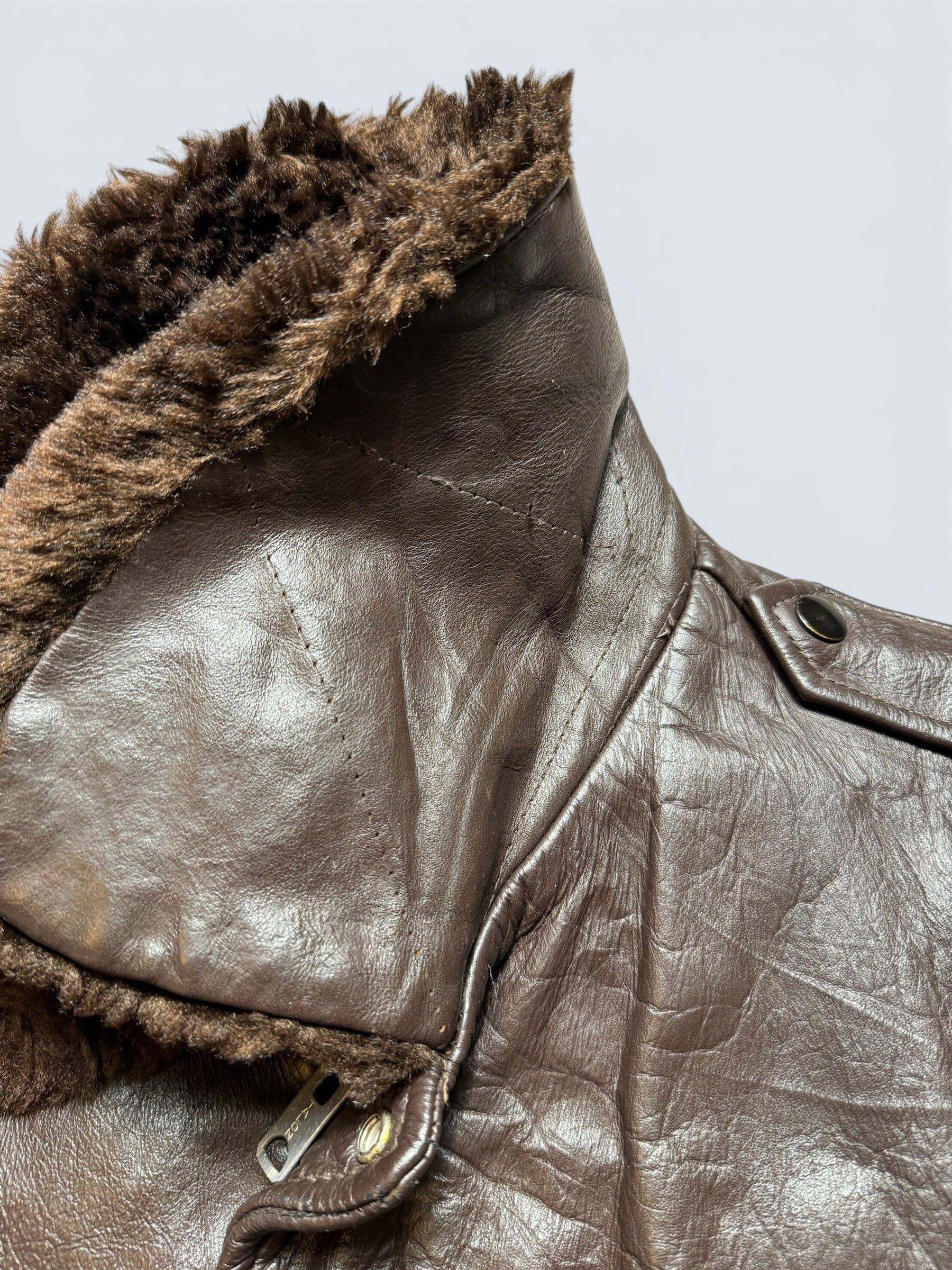 Jacket cuir cowhide flight bomber The Leather Shop Sears made in USA brown 70’s - 40 (M)