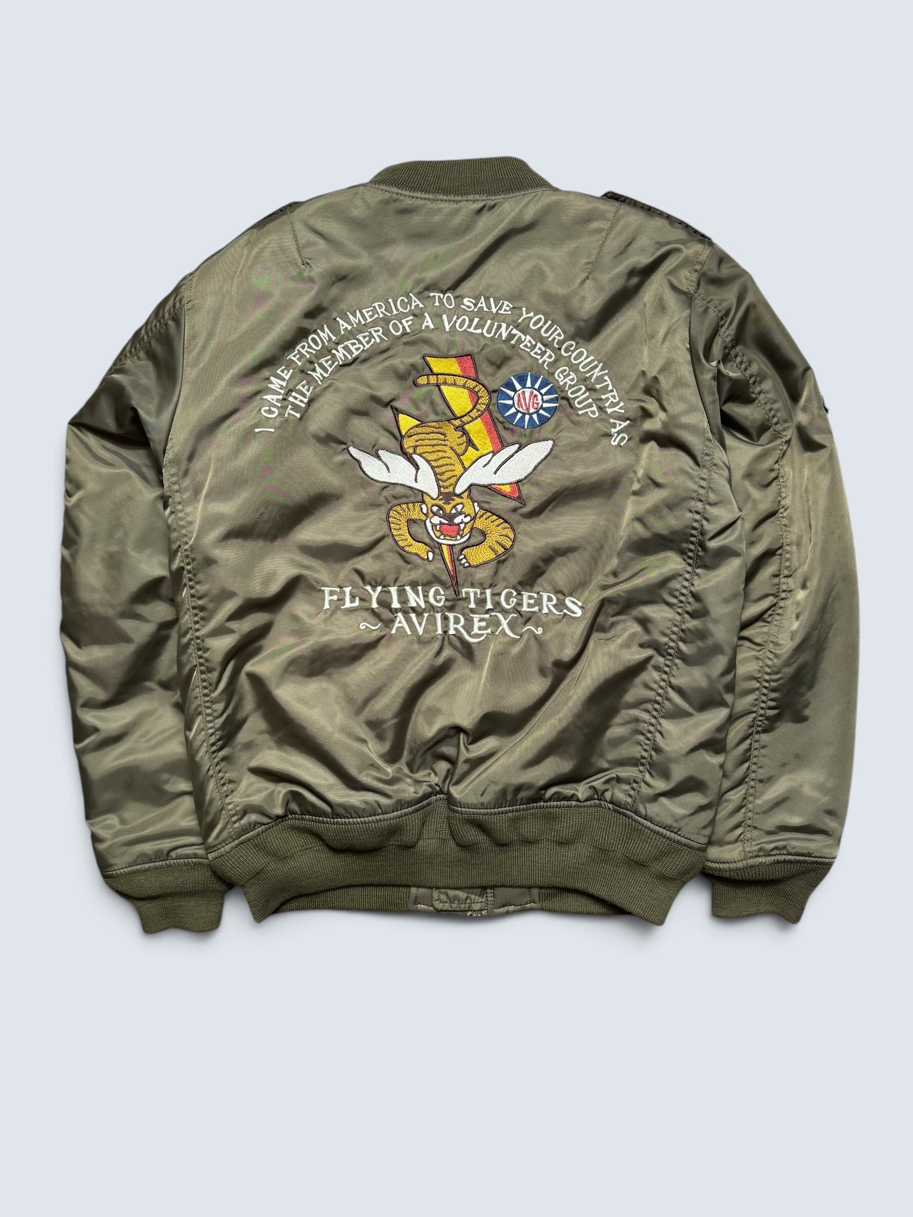 Jacket bomber flight Ma-1 Avirex Japan exclusive flying tigers kaki vintage 00’s - M/L
