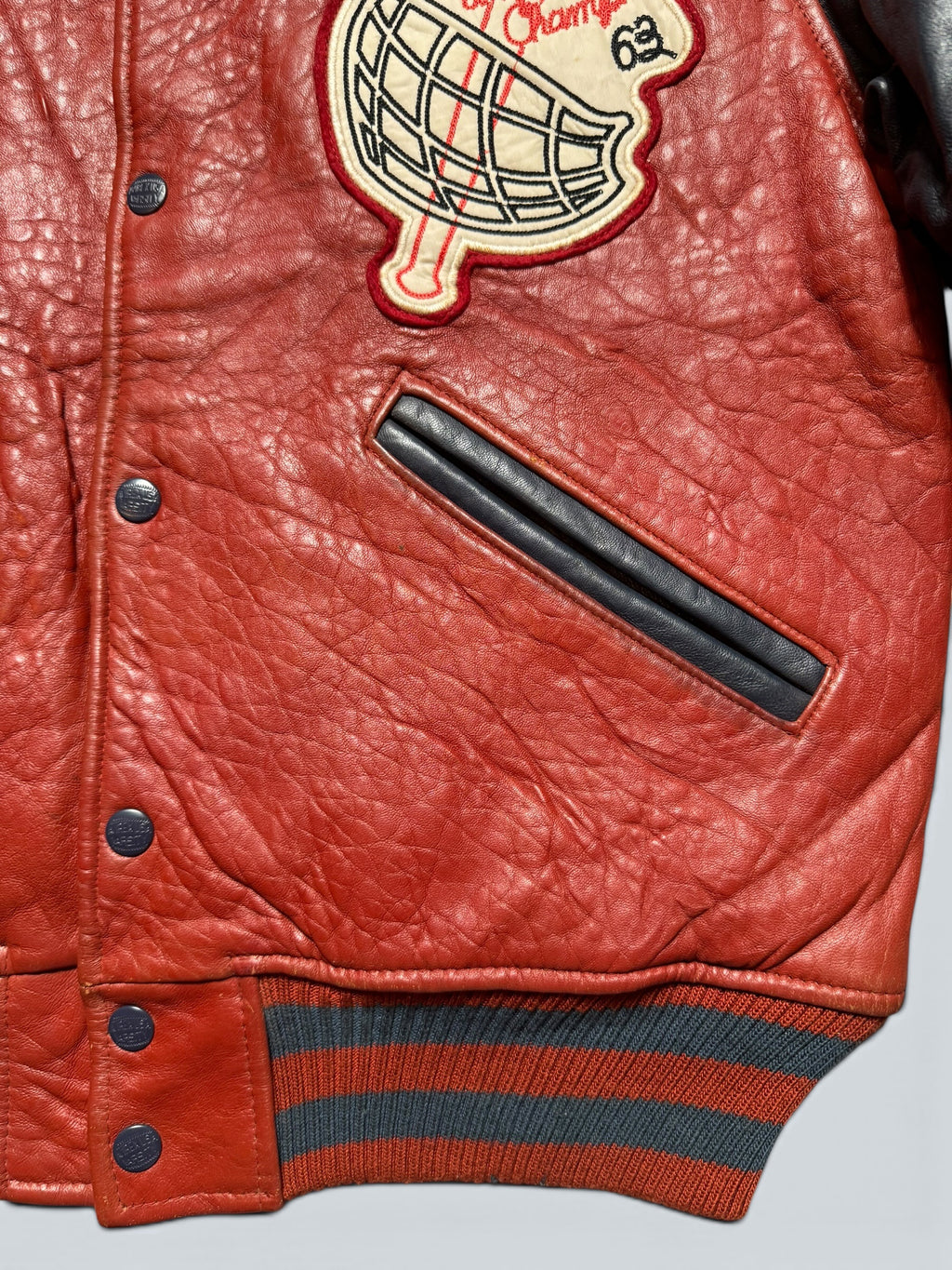 Jacket leather varsity baseball sport Avirex ltd usa wash dc red vintage 90’s - S