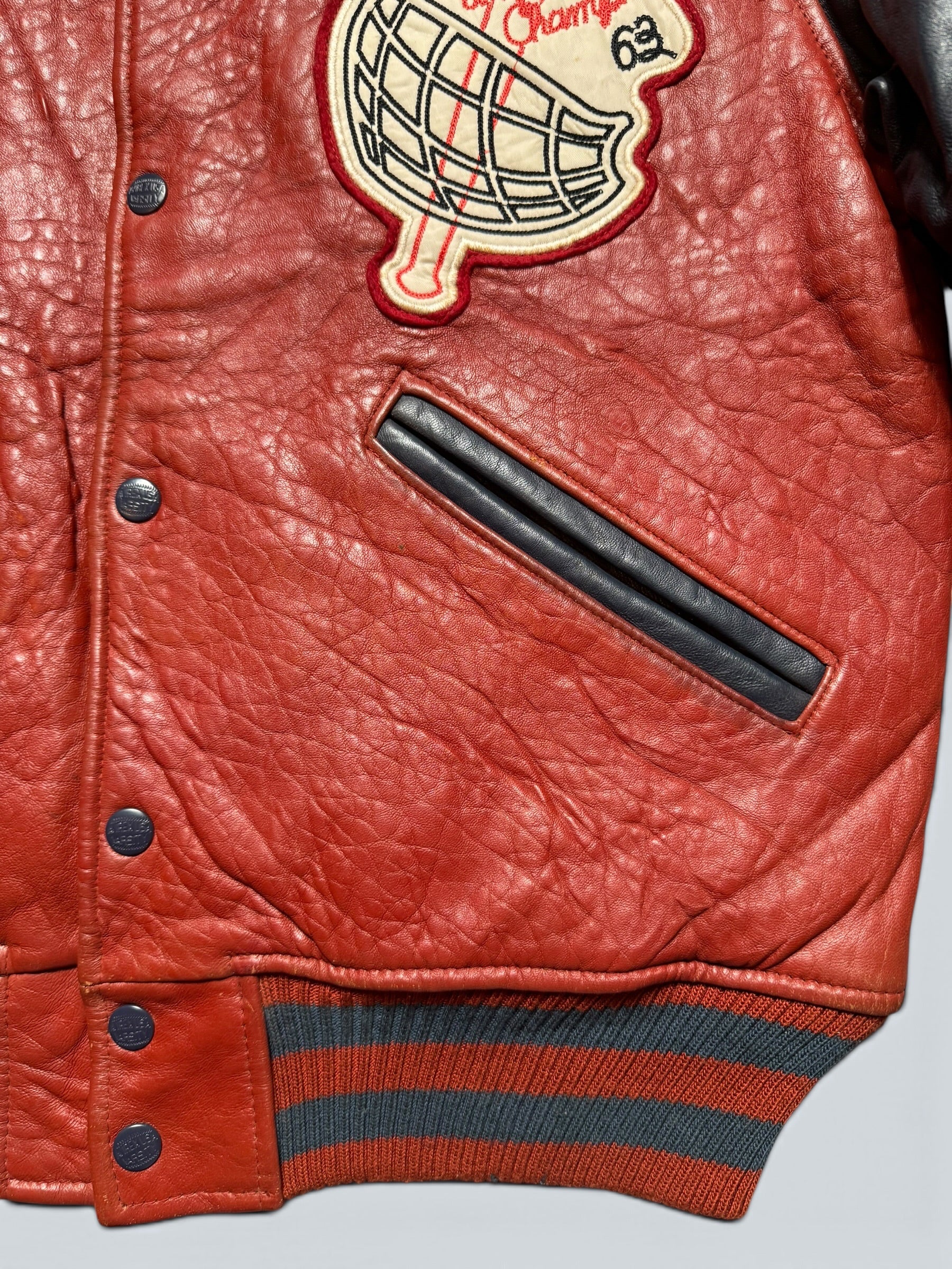 Jacket leather varsity baseball sport Avirex ltd usa wash dc red vintage 90’s - S