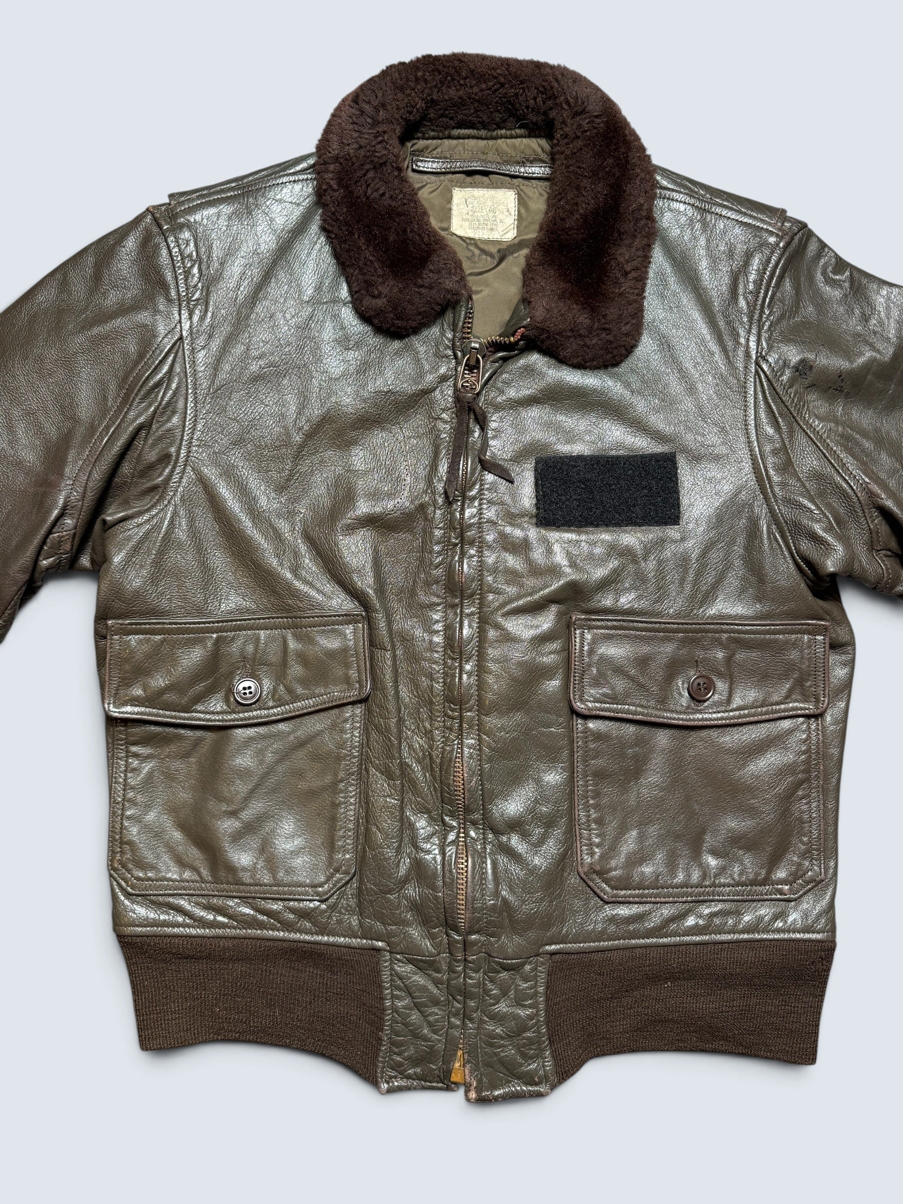 Jacket cuir goatskin flight G-1 original US Navy Ralph Edwards 1984 Cold War Era - 40 (M/L)