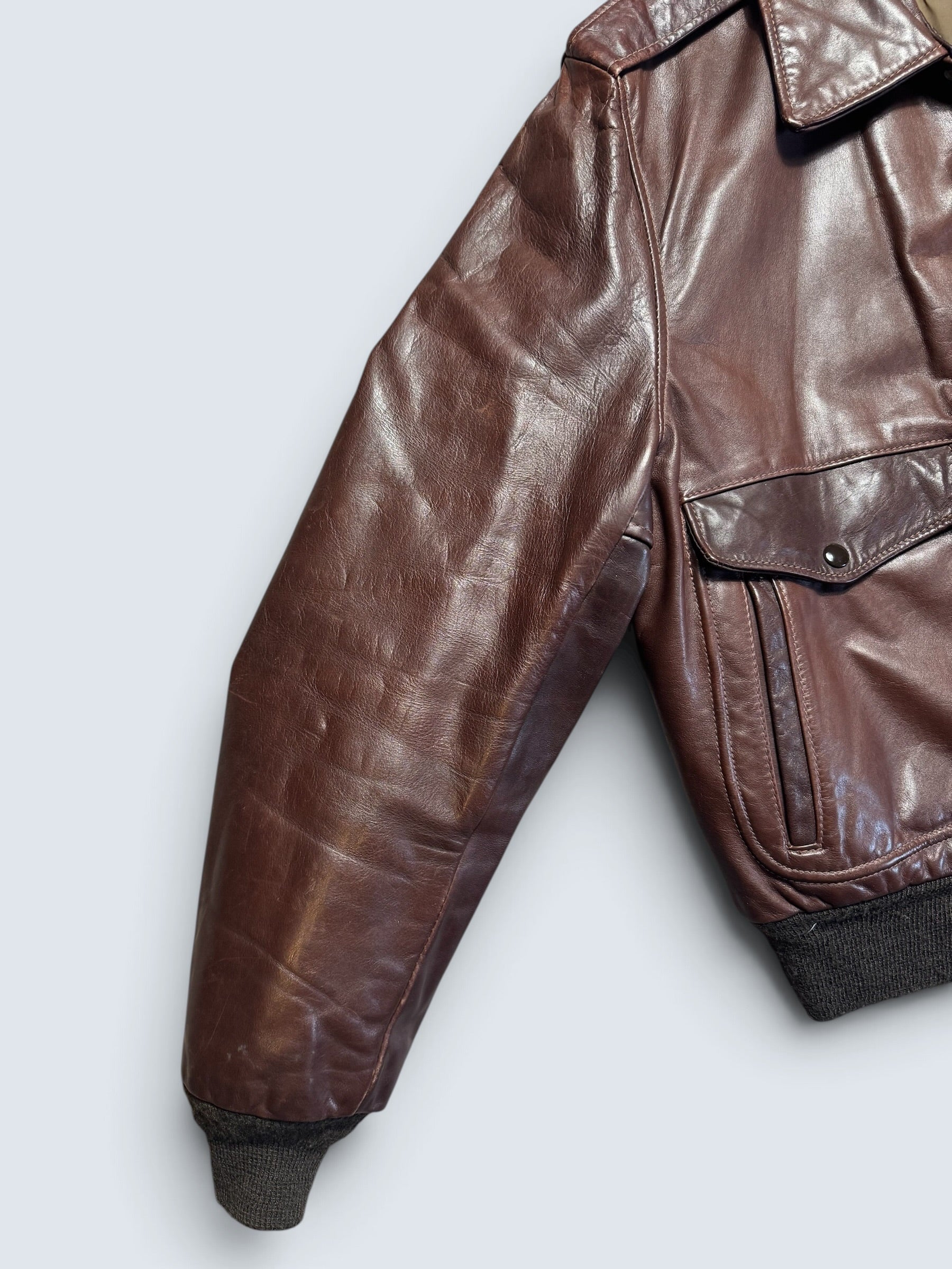 Jacket cuir cowhide flight bomber Schott NYC 674MS made in USA brown 70’s - 46 (XL)