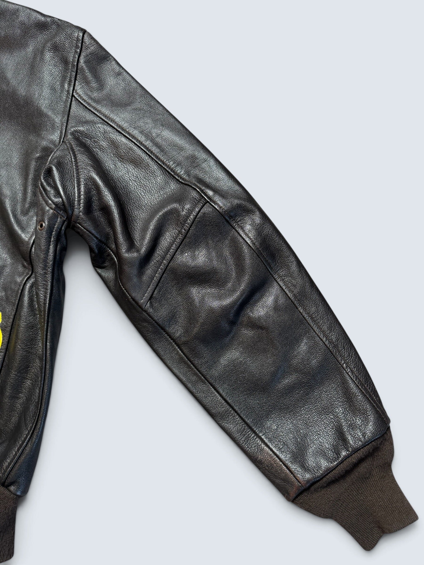 Jacket cuir goatskin flight A-2 Cockpit made in usa usaf Menphis Belle nose art patch black - 40 (L/XL)