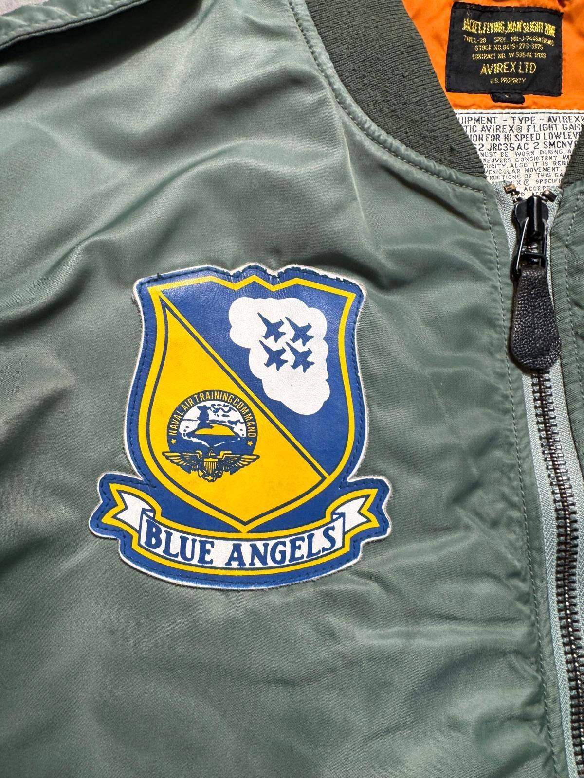 Jacket bomber flight L-2b Avirex ltd Blue Angels usn full patch kaki vintage 00’s - M/L