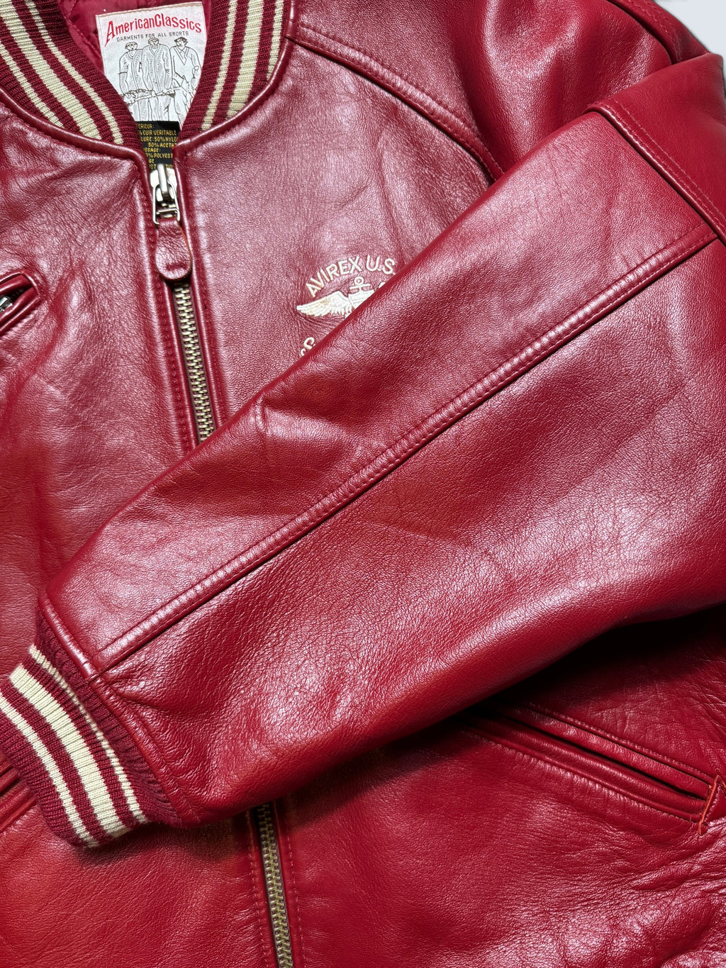Jacket leather varsity sport Avirex ltd usa Japan exclusive red vintage 00’s - M