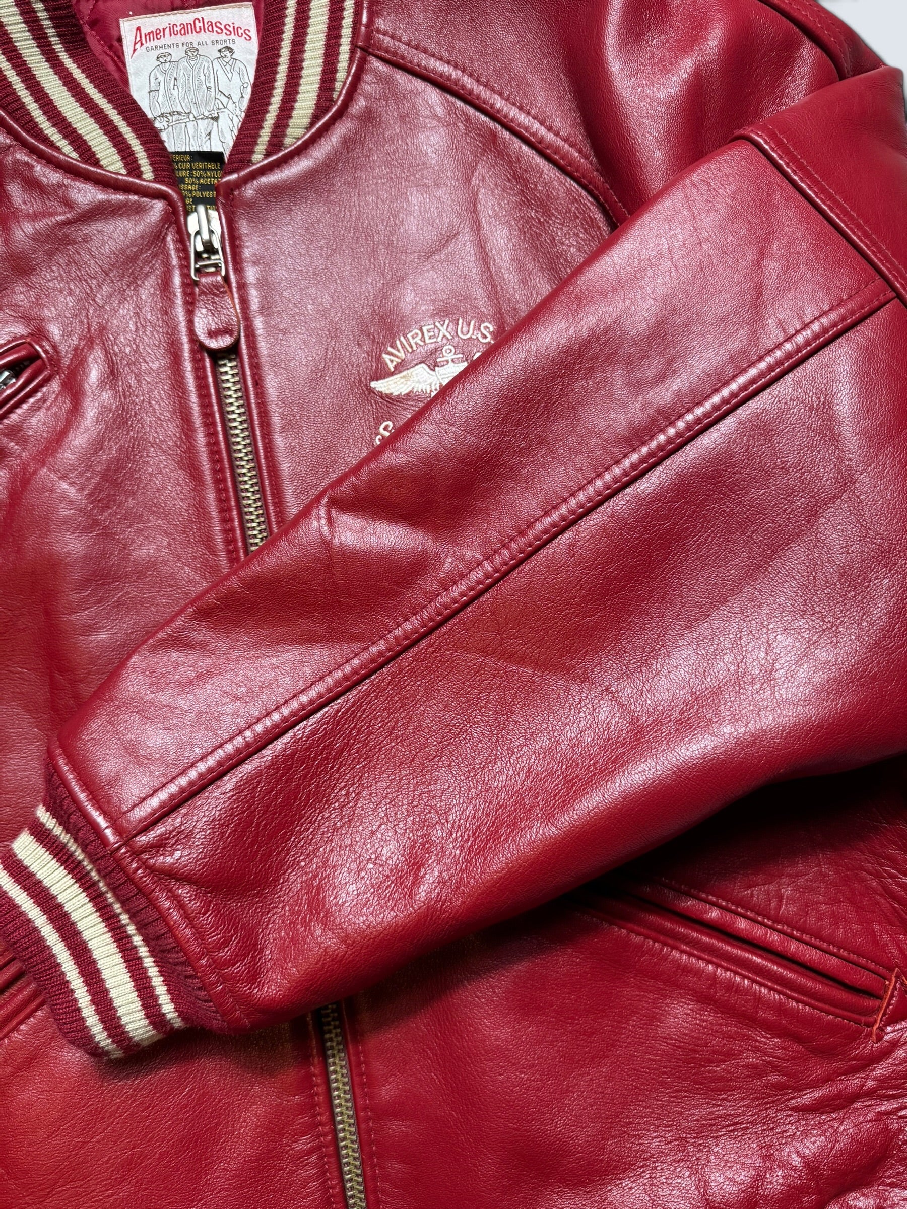 Jacket leather varsity sport Avirex ltd usa Japan exclusive red vintage 00’s - M