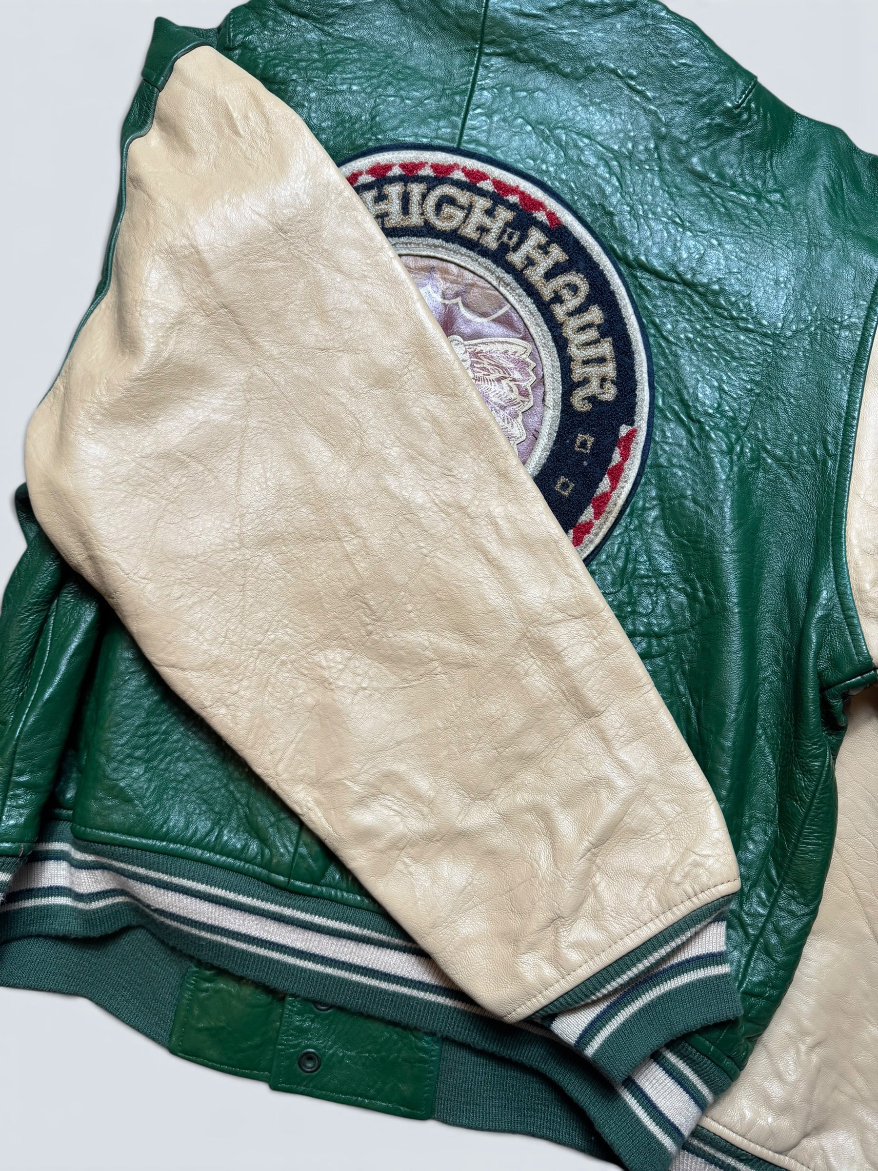 Jacket varsity baseball sport Avirex ltd hawk team made in usa green vintage 90’s - L/XL