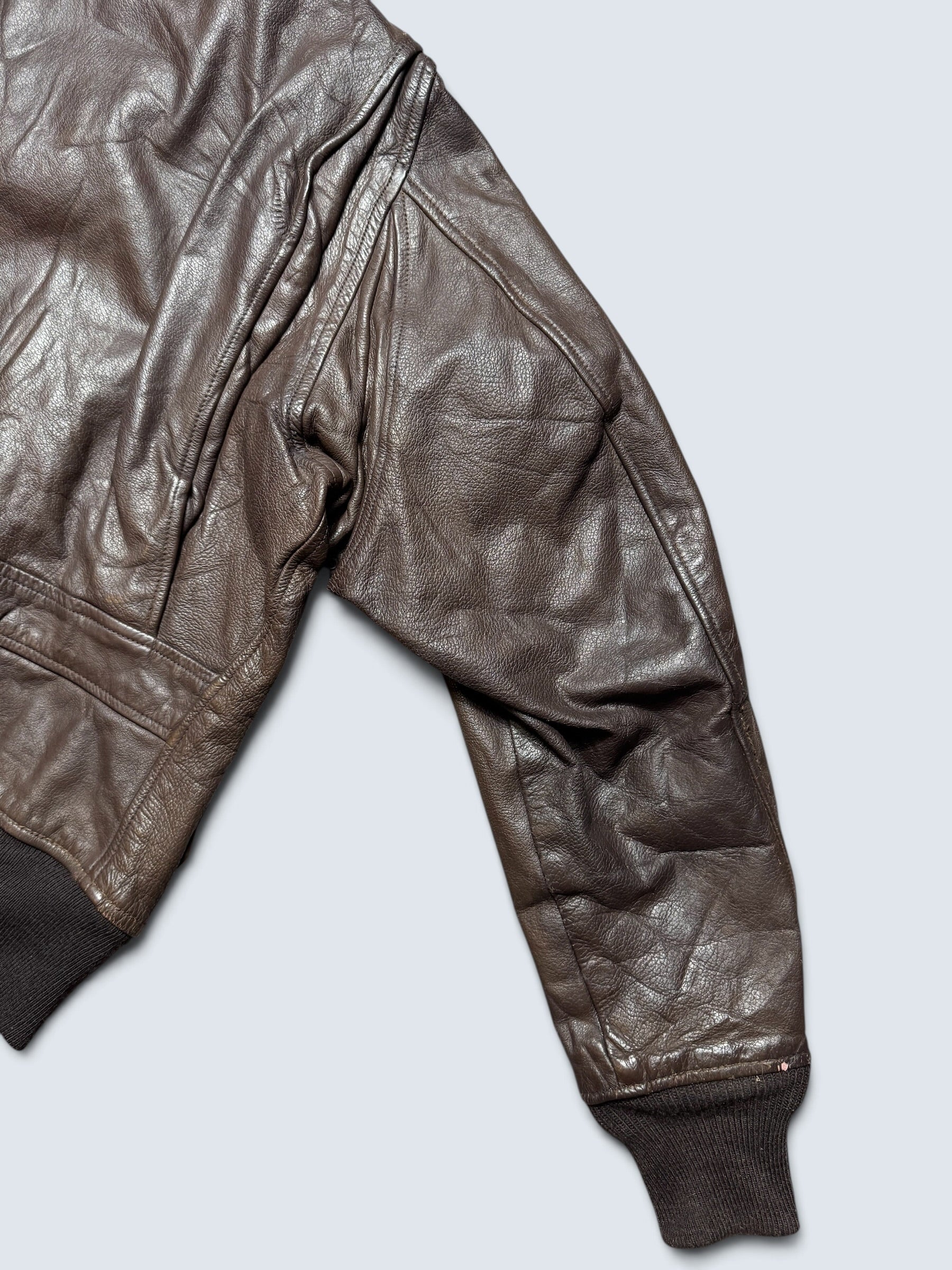 Jacket cuir goatskin flight G-1 original US Navy Ralph Edwards 1977 Cold War Era - 46 (XL)