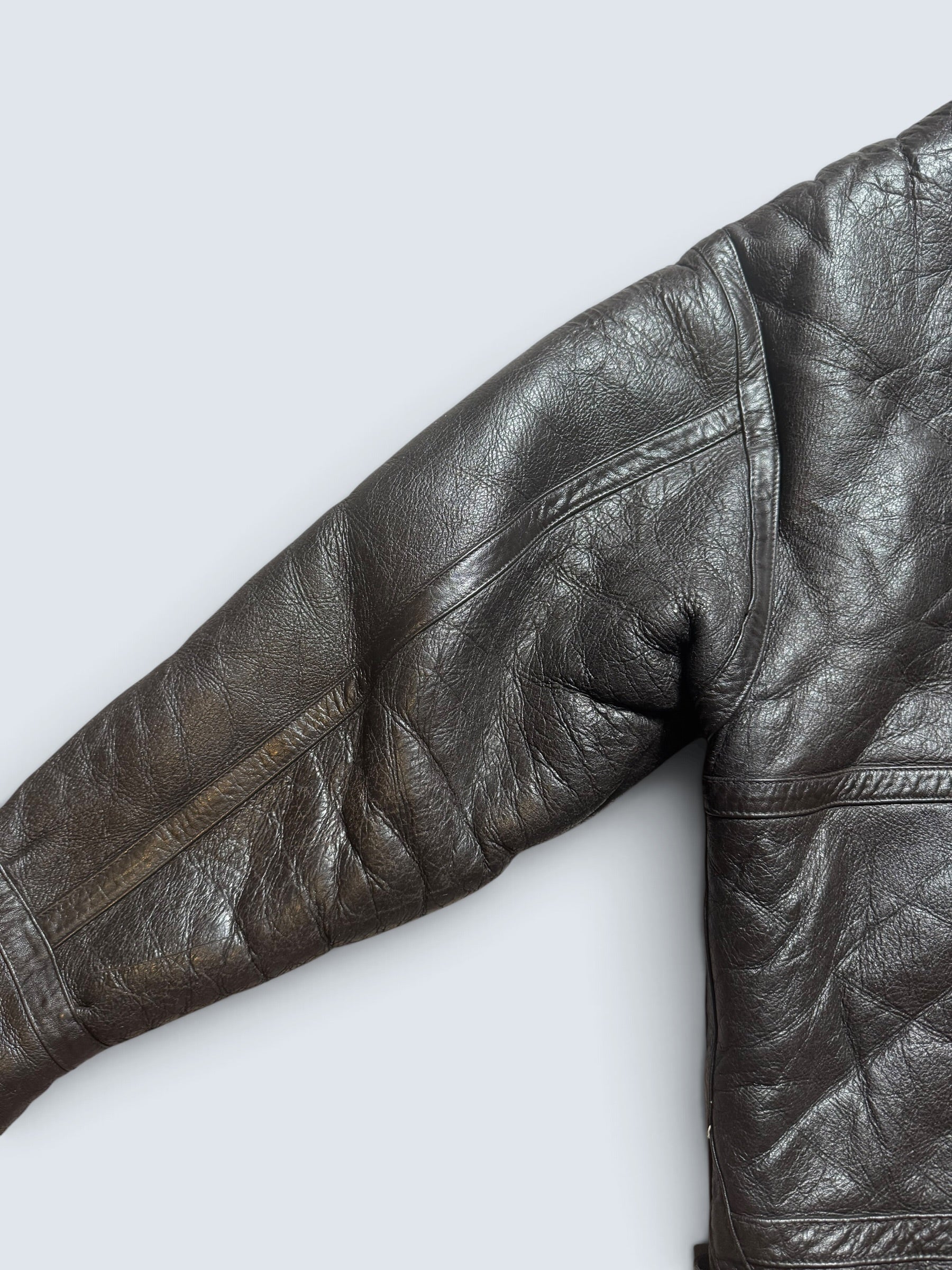 Jacket cuir bomber flight shearling aviator B-3 usaf black vintage 80’s - S/M