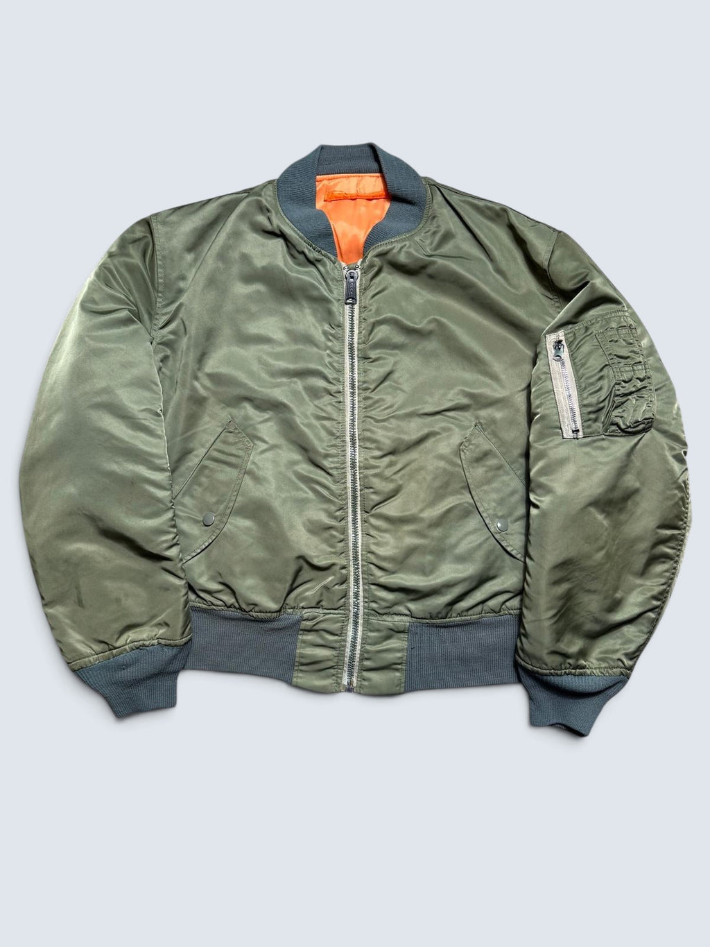 Jacket nylon bomber Ma-1 Greenbrier Industries made in USA sage green original 1980’s - L