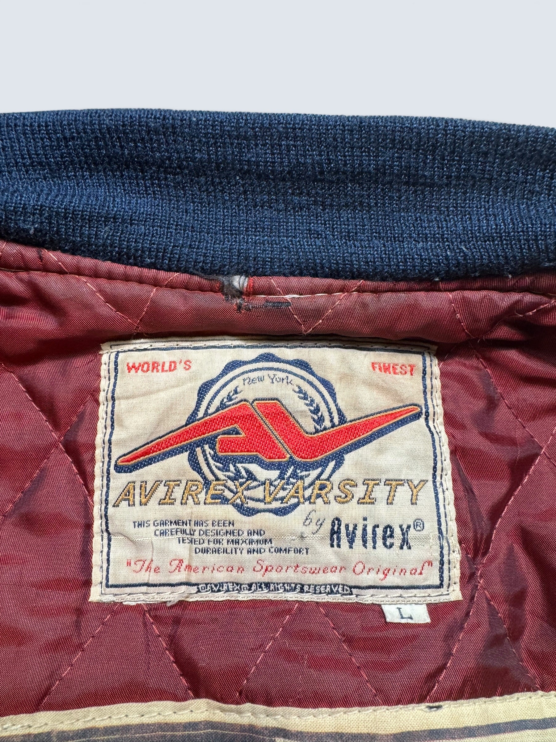 Jacket cuir varsity baseball sport Avirex ltd usa beige vintage 90’s - L