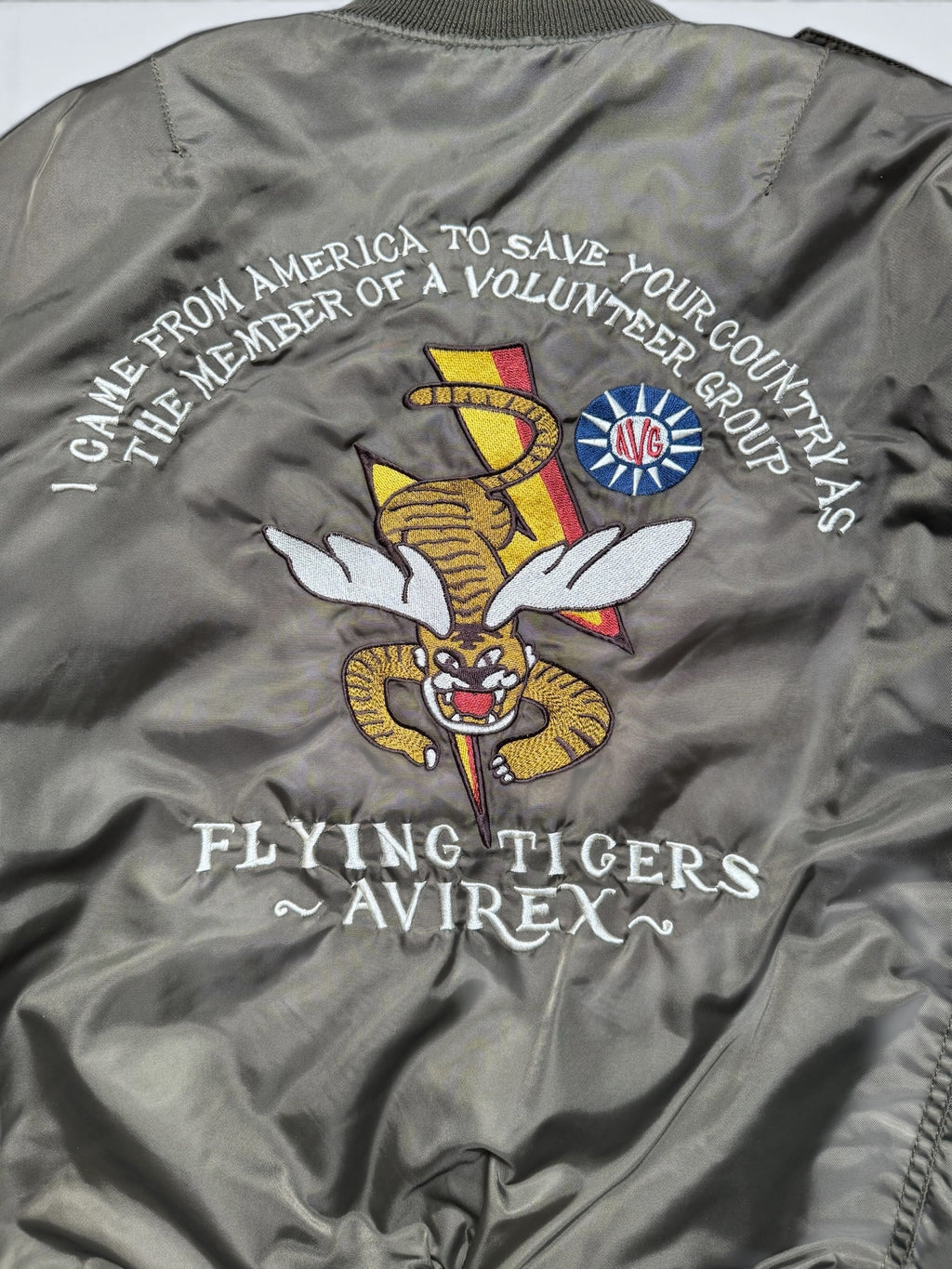 Jacket bomber flight Ma-1 Avirex Japan exclusive flying tigers kaki vintage 00’s - M/L