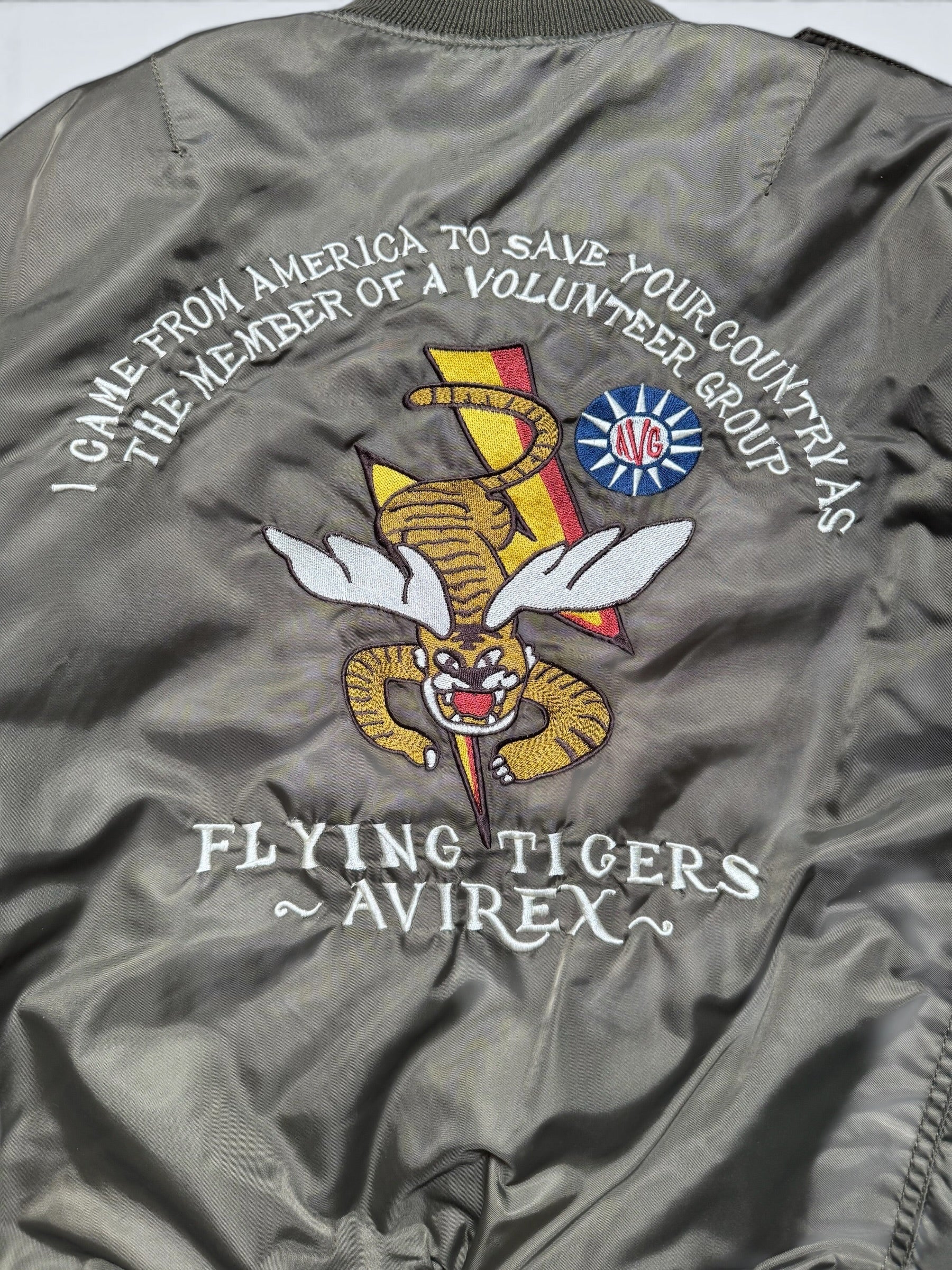 Jacket bomber flight Ma-1 Avirex Japan exclusive flying tigers kaki vintage 00’s - M/L