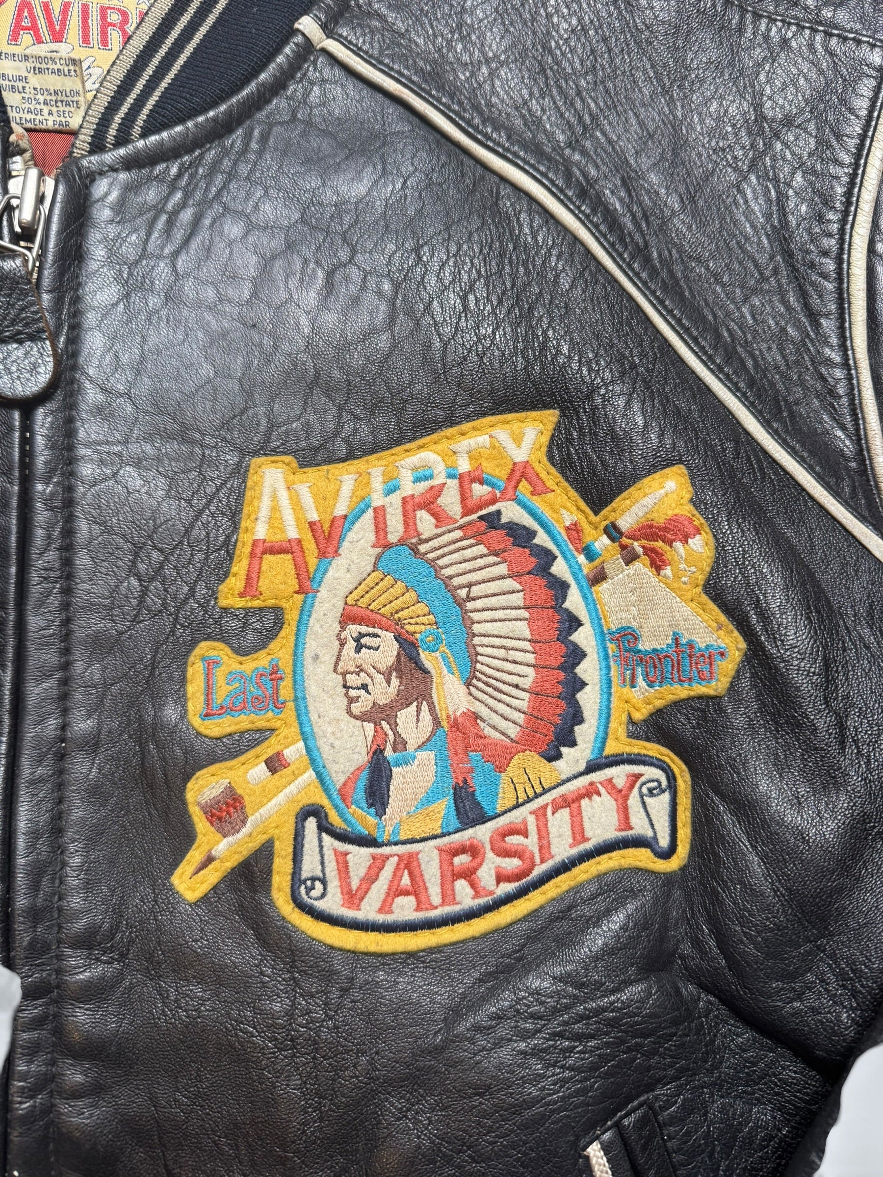 Jacket cuir varsity sport Avirex the last frontier co champs MSL black 80’s - M/L