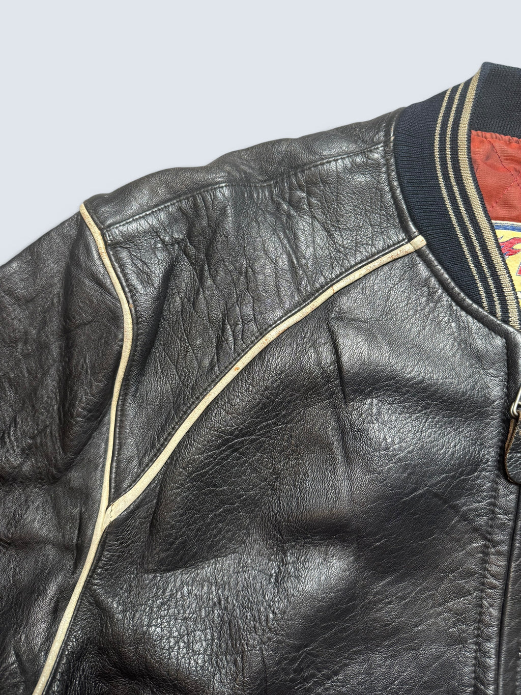 Jacket cuir varsity sport Avirex the last frontier co champs MSL black 80’s - M/L
